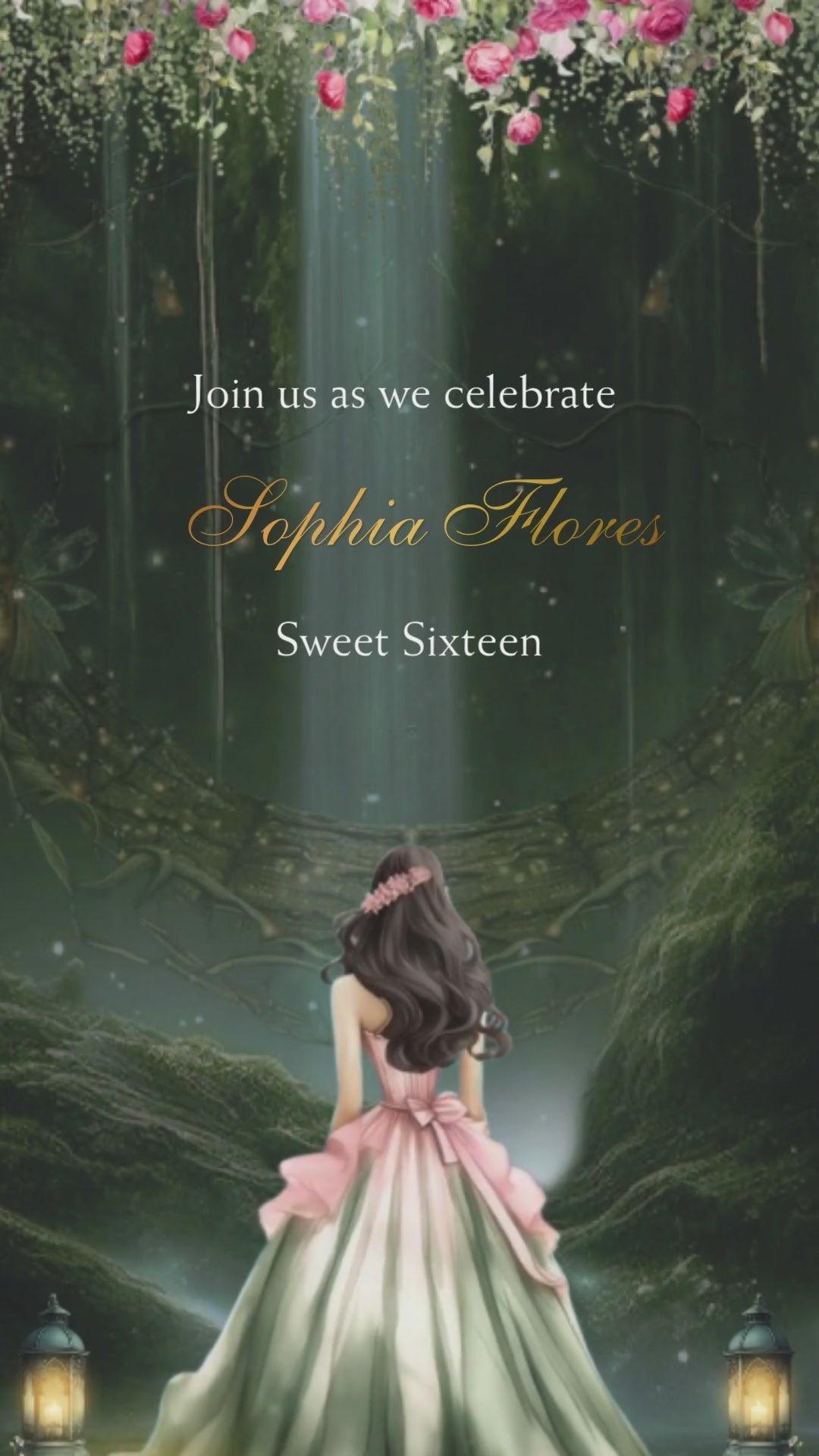 Enchanted Forest Sweet 16 Video Invitation | Whimsical Fairy Birthday Evite | Animated Digital Invite | Canva Template | Instant Download