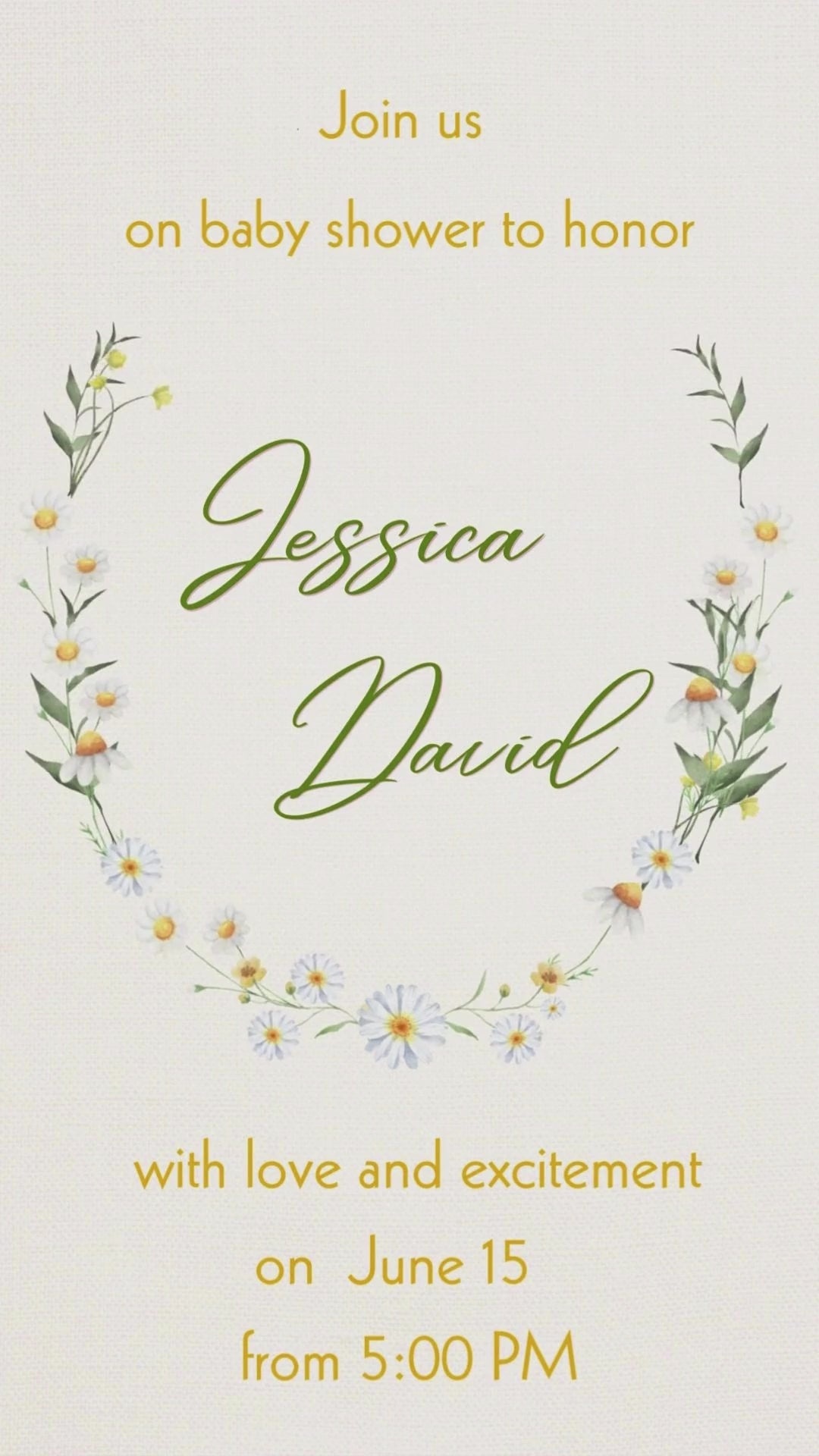 Daisy Flowers Baby Shower Video Invitation - Daisy Flowers Baby in Bloom Theme Baby Shower Digital invite