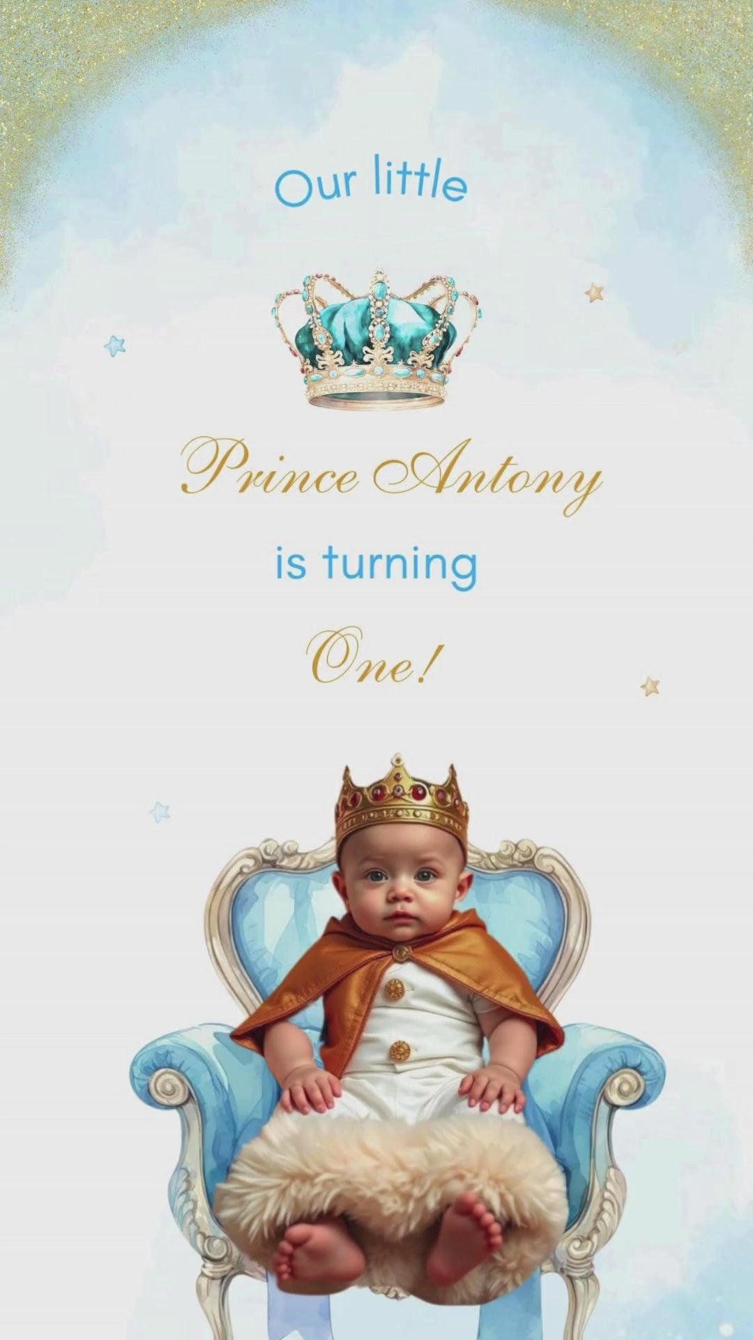 Little Prince Birthday Animated Video Invitation | Canva Template | Instant Download