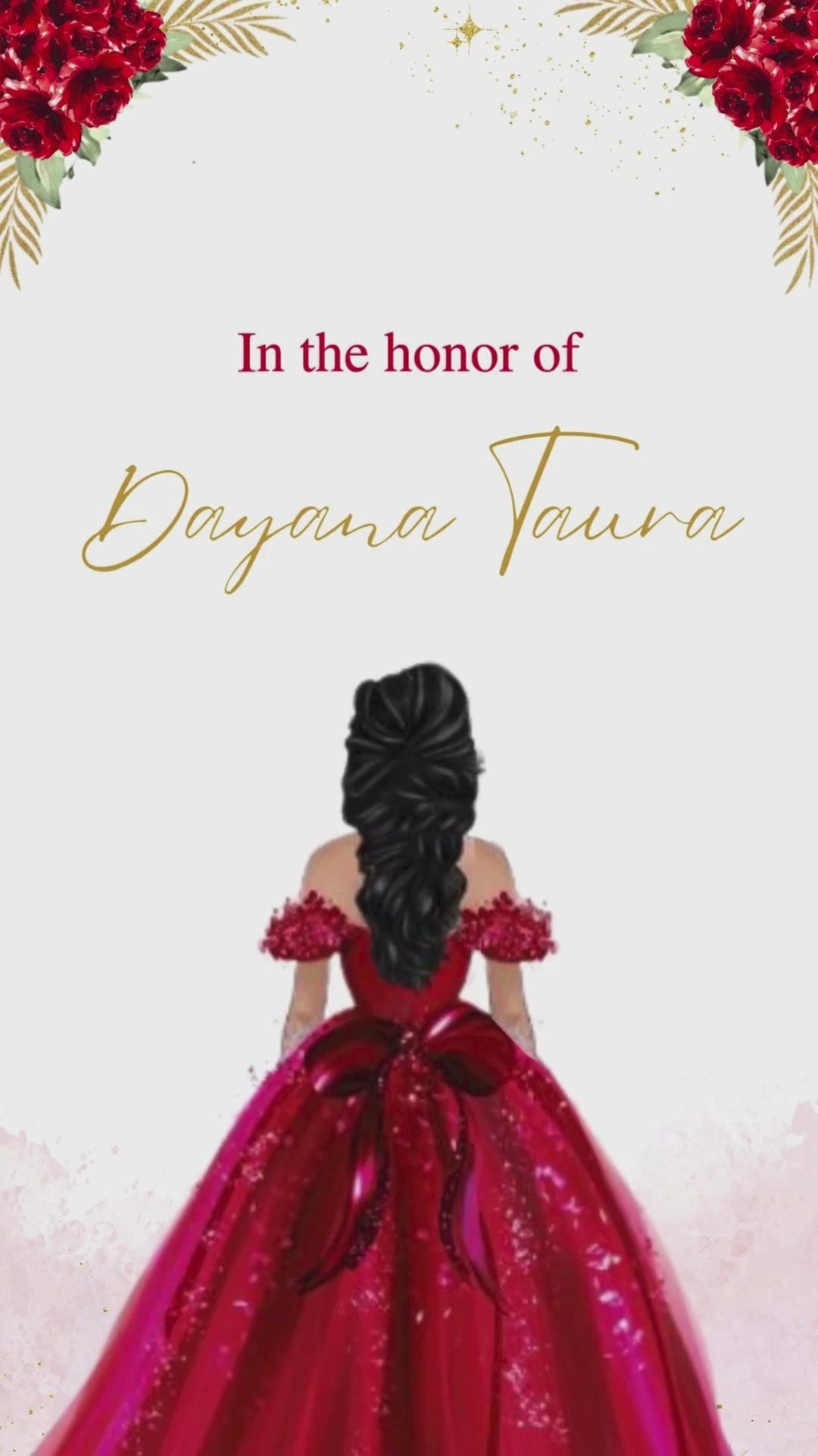 Elegant Red Butterfly Sweet Sixteen Digital Invite - Red and Gold Butterfly Sweet 16 Invite | Canva Template | Instant Download