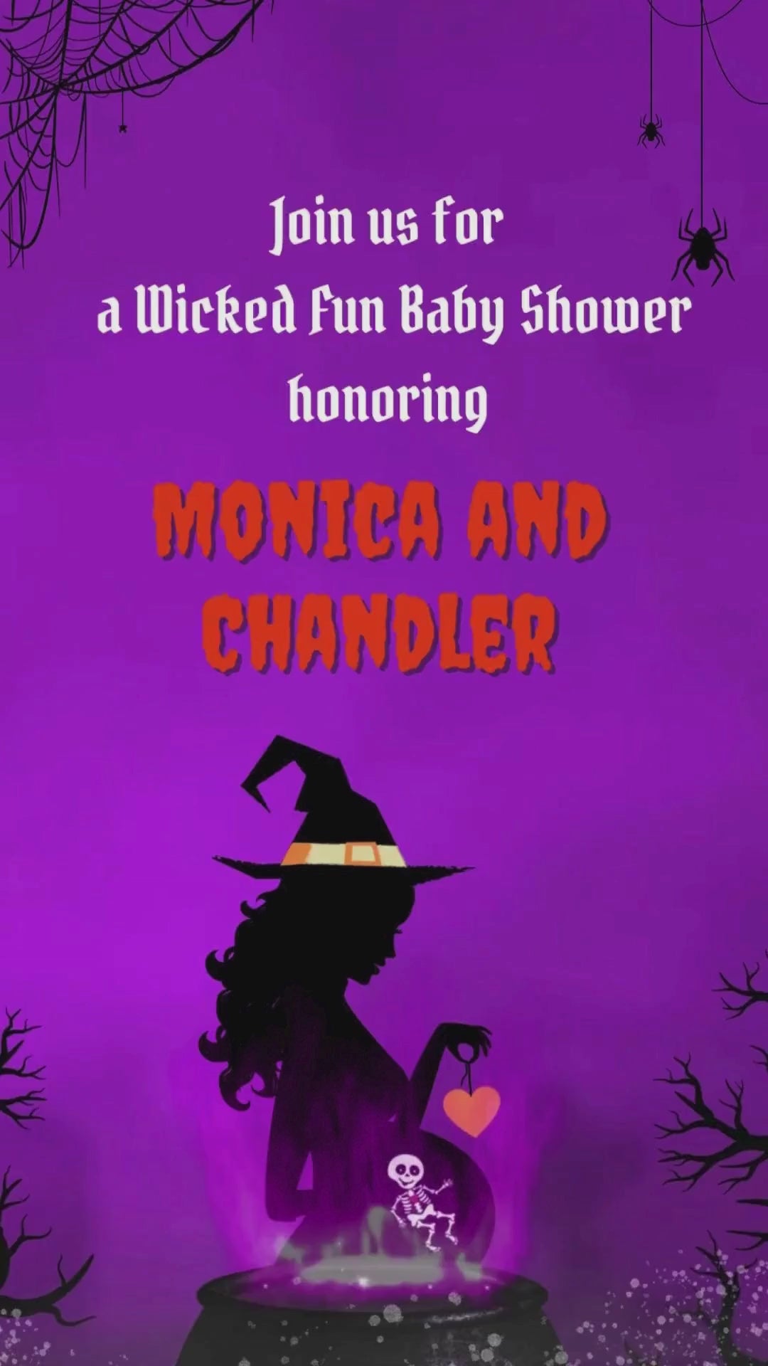 Halloween Witch Baby Shower Animated Video Invitation | Canva Template | Instant Download