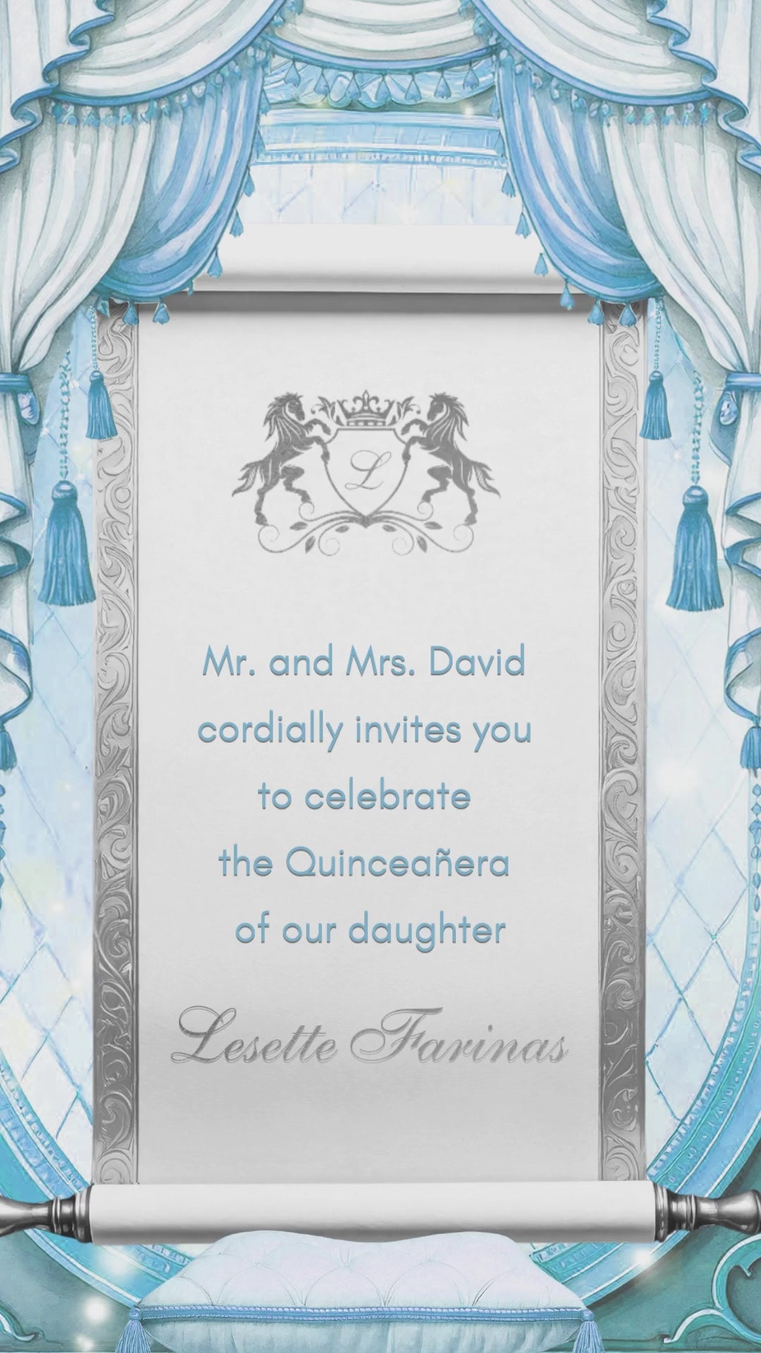 Royal Cinderella Quinceañera Animated Video Invitation | Digital Sweet 15 Invite | Personalized Princess Theme Party