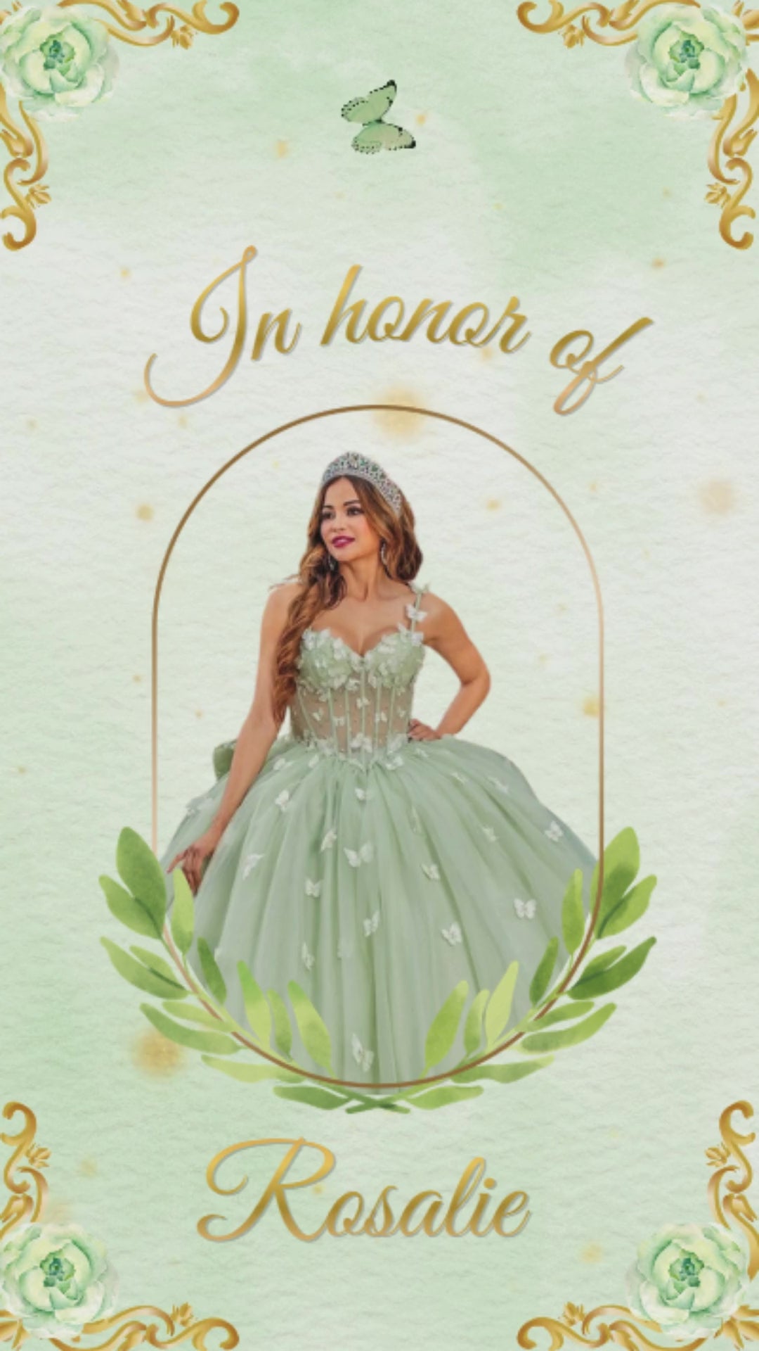 Mint Green Princess Sweet 16 Invitation Video | Elegant Fairy Tale Birthday Invite | Royal Gold Canva Template | Instant Download