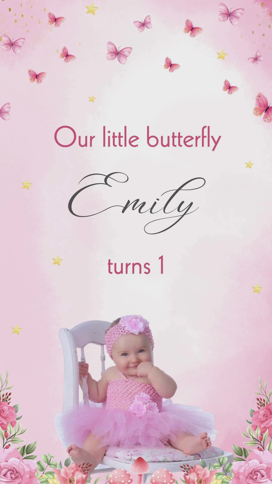 Butterfly Birthday Video Invitation - Butterfly Flutter & Twirl Theme Birthday Party Digital Invite