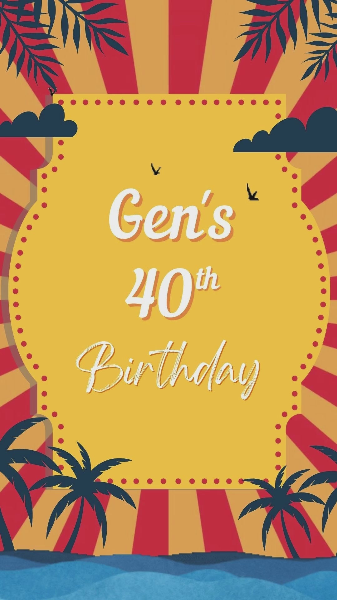 Summer Night Party Video Invitation - Summer Birthday Beach Party Invite