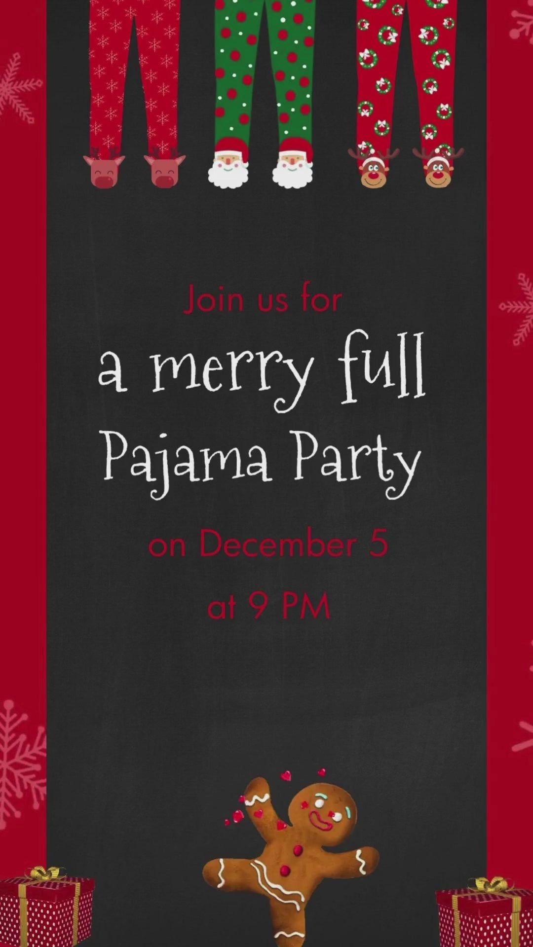 Christmas Pajama Invite - Pajamas Party Invitation | Canva Template | Instant Download