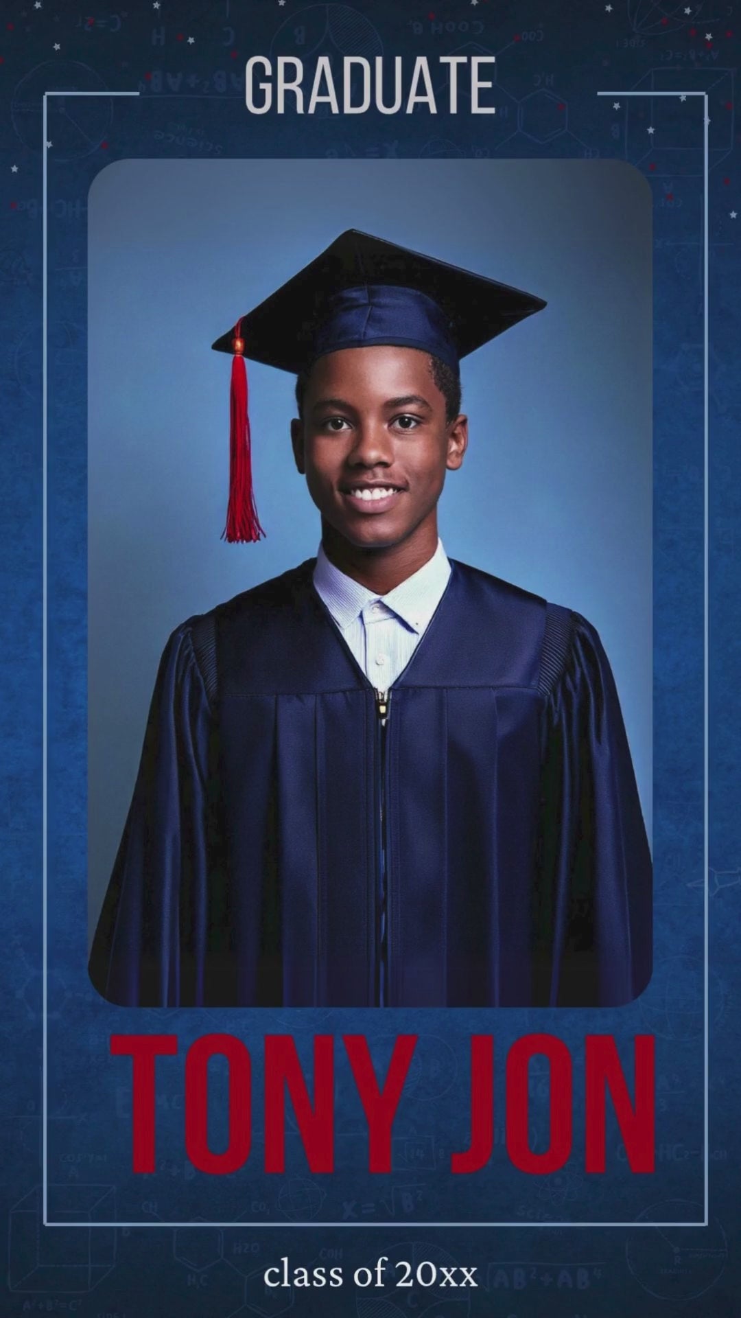 Blue Red Graduation Video Invitation - Dynamic Blue Red Graduation Invitation with RSVP