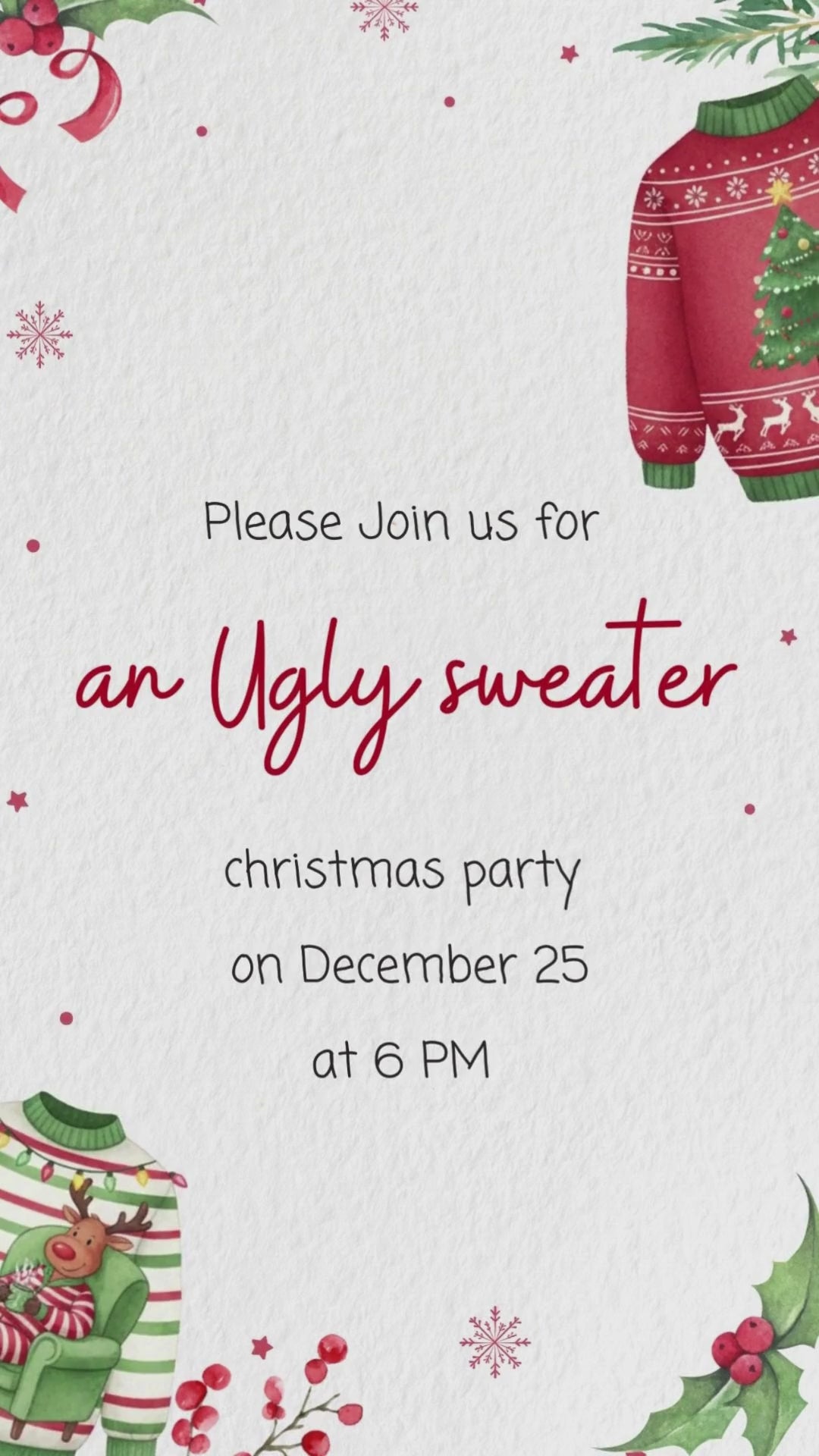 Ugly Sweater Party Invite - Ugly Sweater Christmas Party Invitation | Canva Template | Instant Download