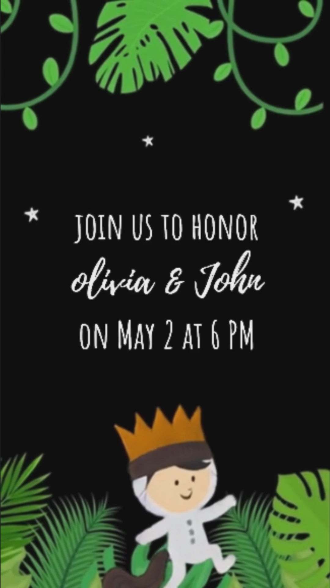 Invitación al baby shower de Donde viven los monstruos - Invitación en vídeo de Wild One