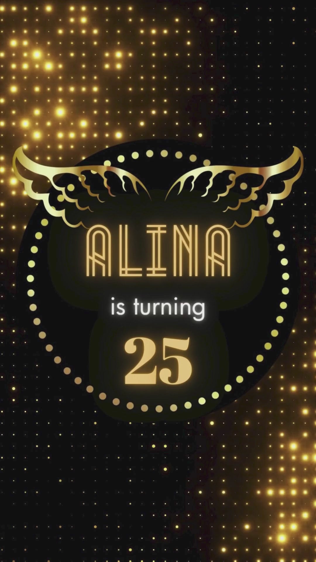 25th Birthday Video Invitation - Black and Gold Theme Party Invite | Canva Template | Instant Download