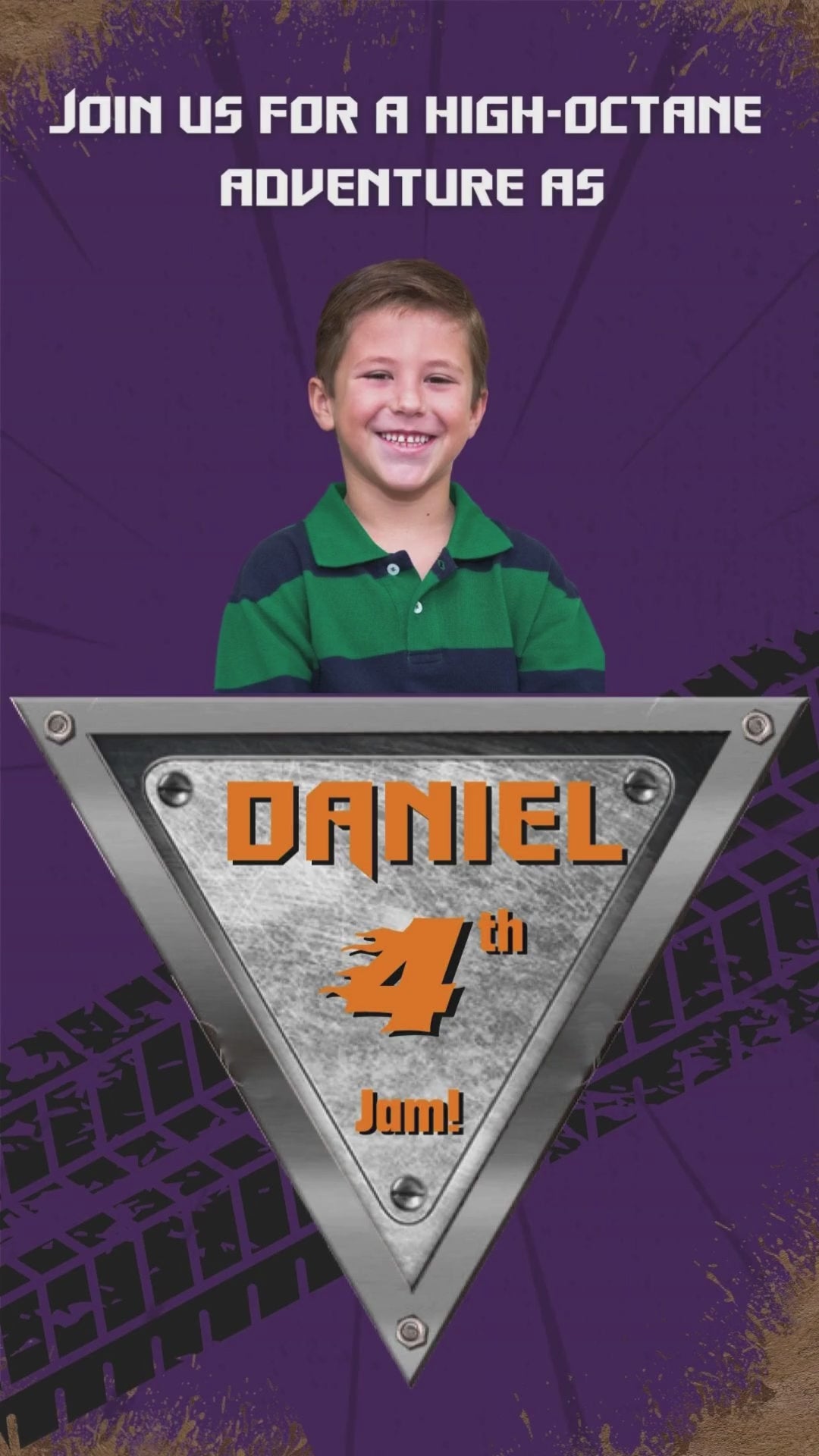 Monster Truck Birthday Video Invitation - Monster Truck Theme Digital Invite | Canva Template | Instant Download