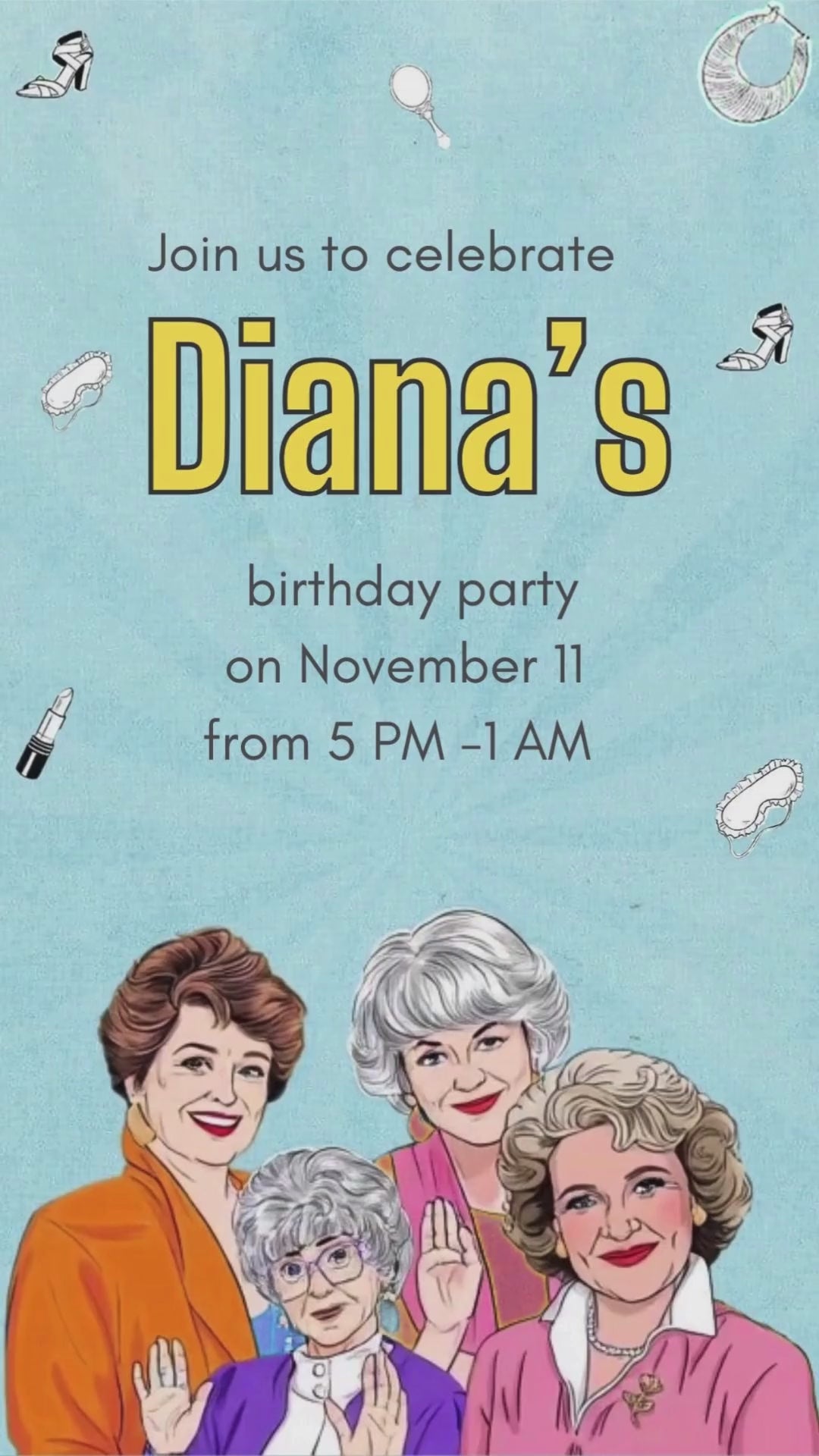 Golden Girls Birthday Animated Video Invitation | Canva Template | Instant Download