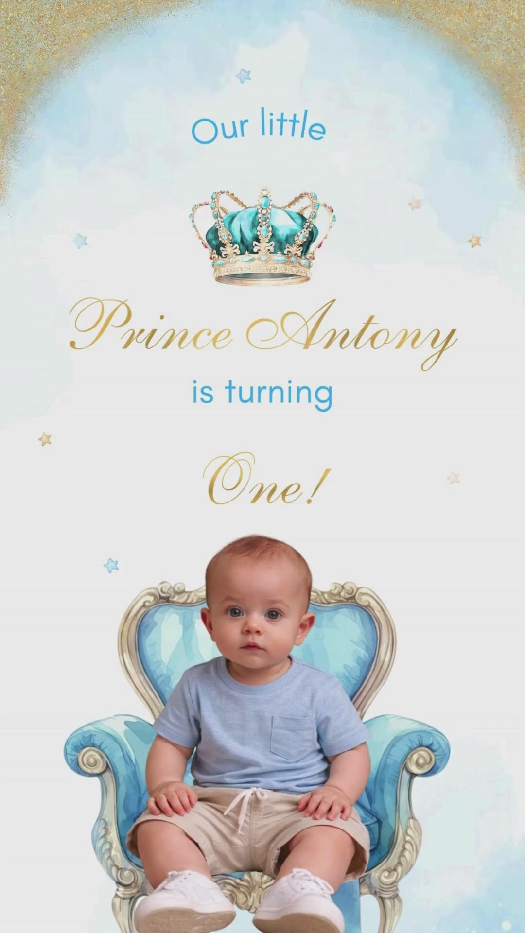 Little Prince Birthday Animated Video Invitation | Royal Prince Party Invite | Canva Template | Instant Download