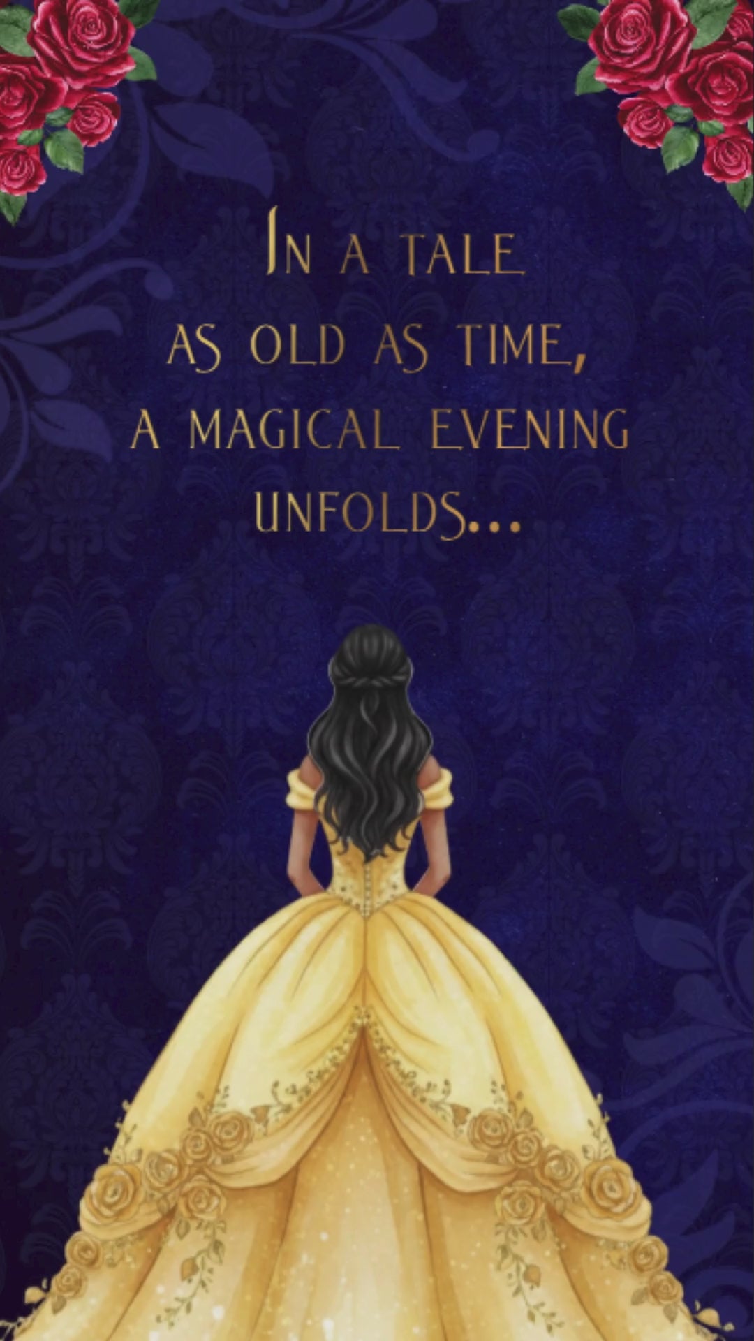 Beauty and the Beast Sweet 16 Dark Skin Birthday Tone Video Invitation - Beauty and the Beast Theme Dark Skin Invite