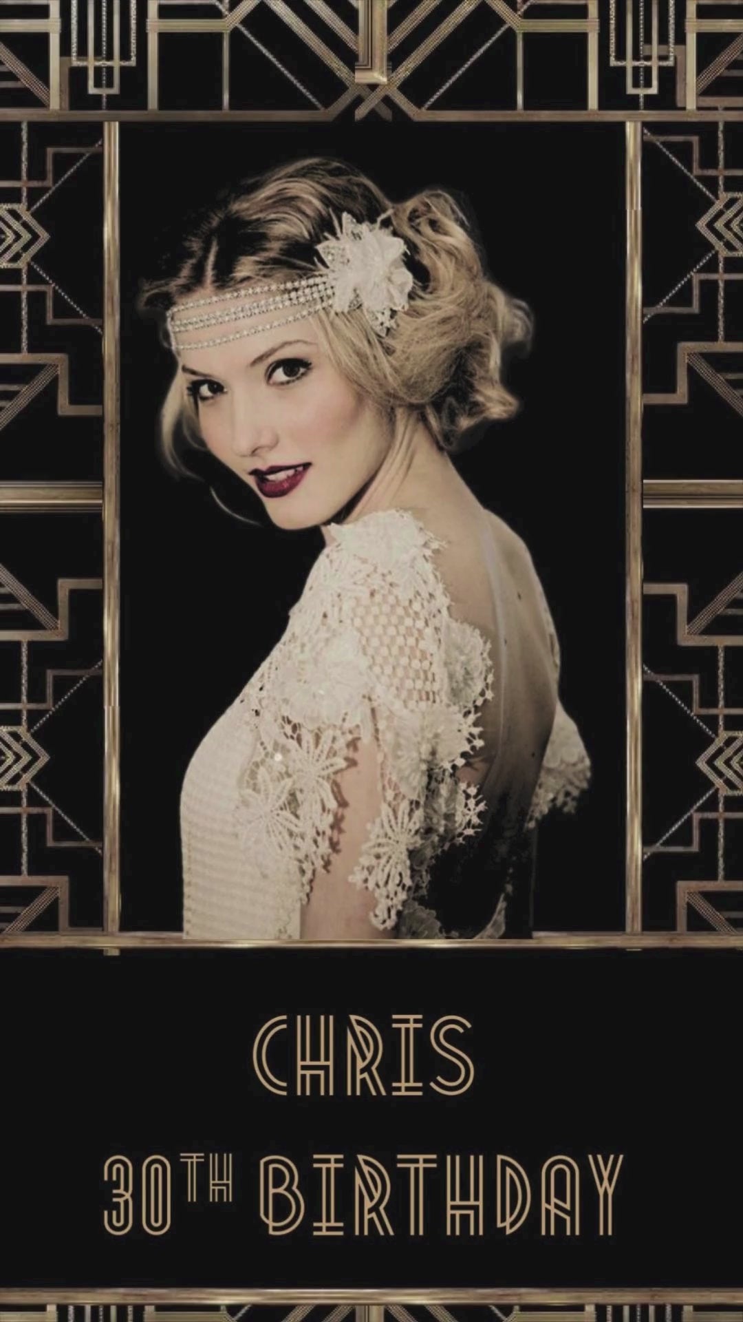 Great Gatsby Birthday Party Invitations - Roaring 20s Glamour-Themed Party Invite  | Canva Template | Instant Download