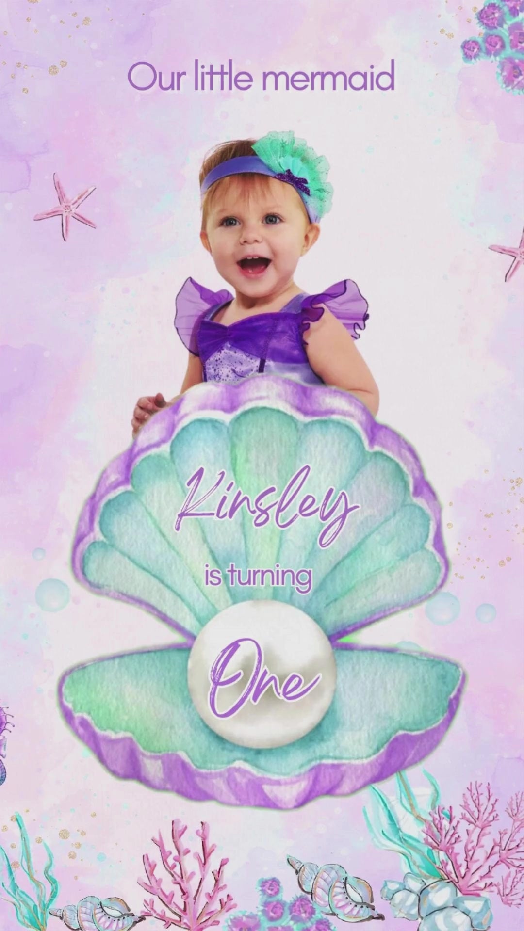 Under the Sea Mermaid Animated Video Invitation | Canva Template | Instant Download