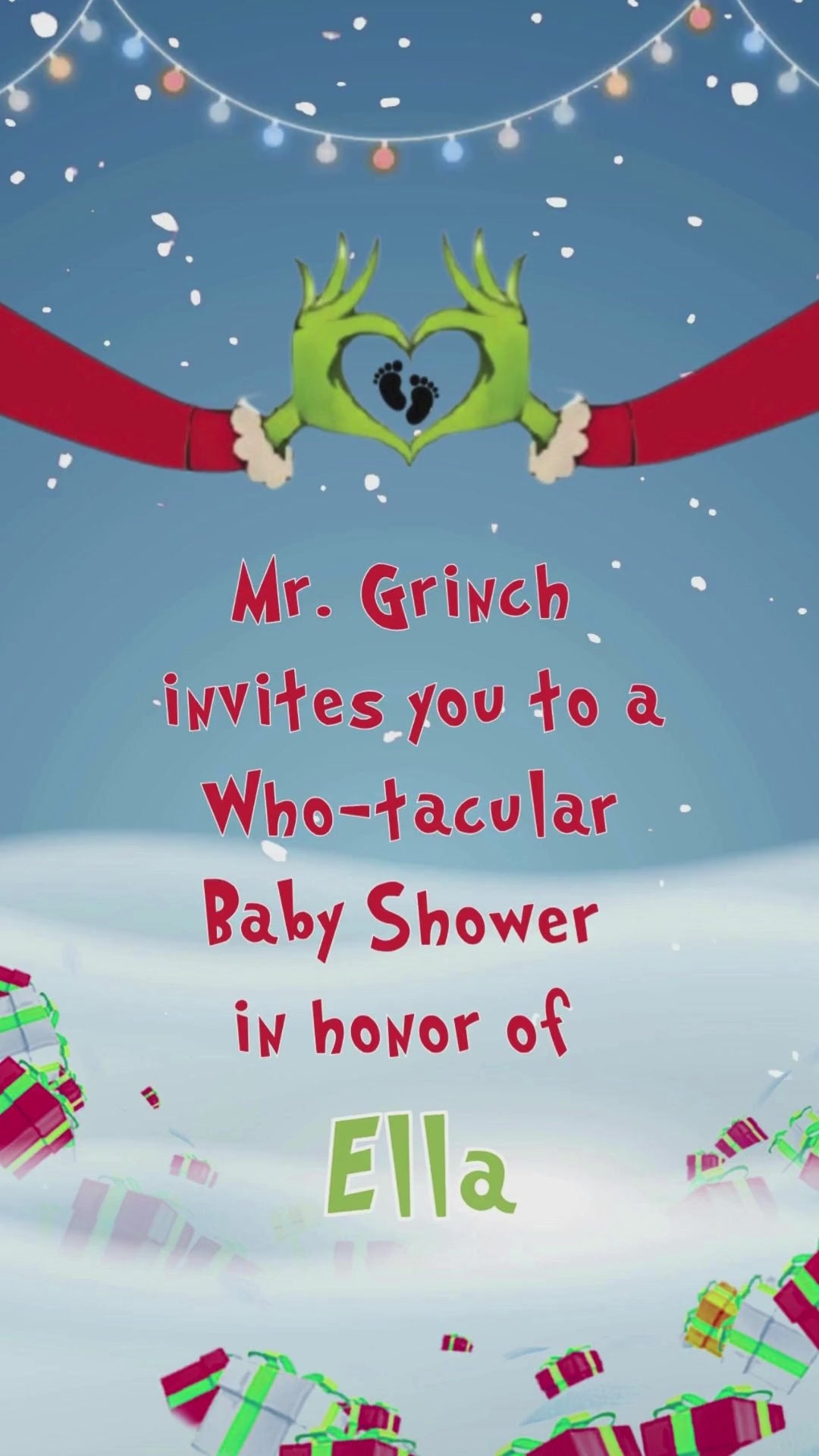 Grinchmas Baby Shower Video Invitation - Holiday Themed Celebration Invite