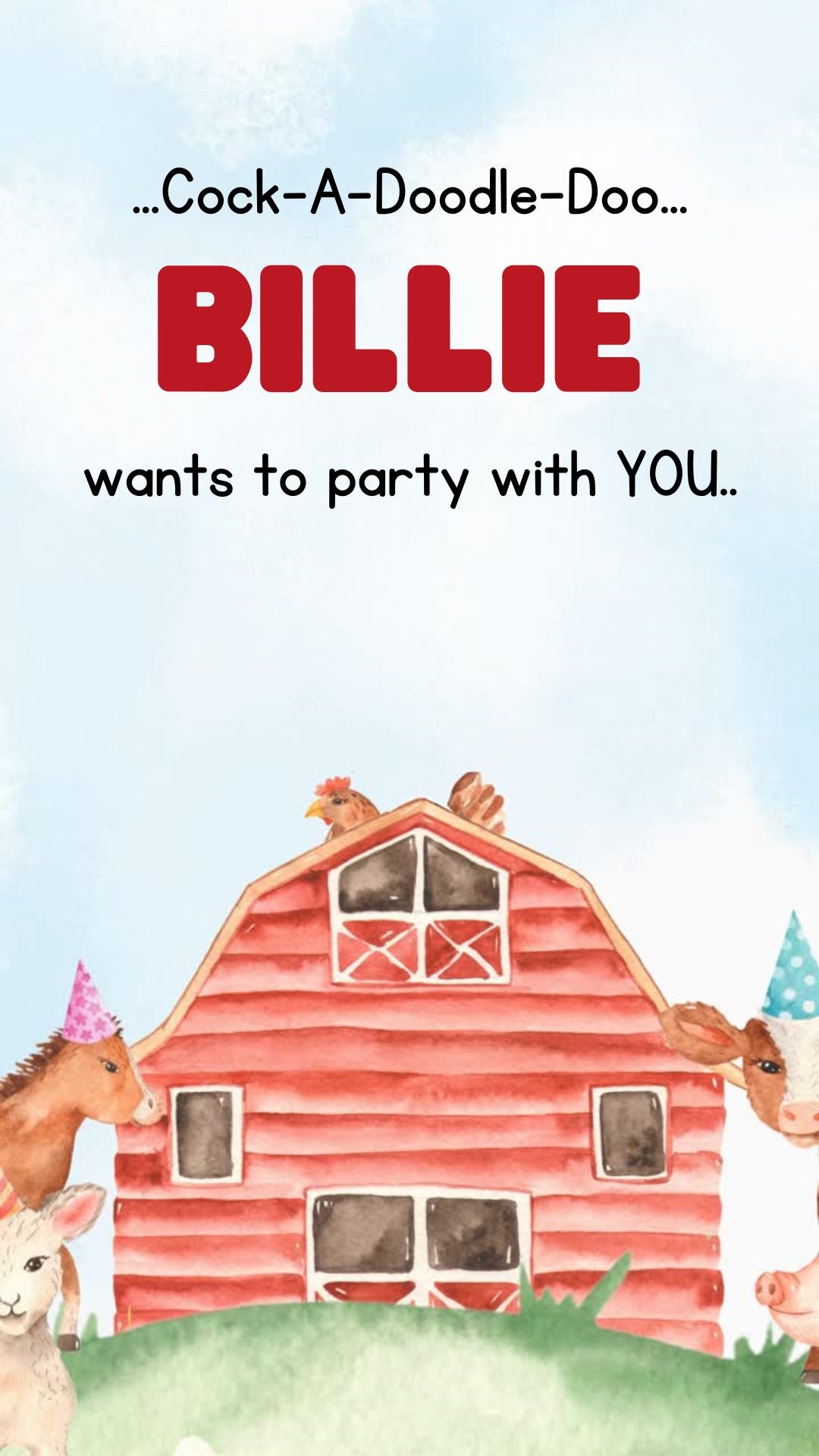 Barnyard Birthday Video Invitation - Barnyard Theme Birthday Party Invite | Canva Template | Instant Download