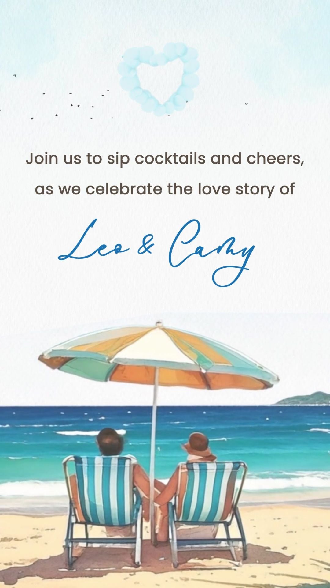 Beach Anniversary/Vow renewal Video Invitation - Anniversary & Vow Renewal Animated Beach Invite