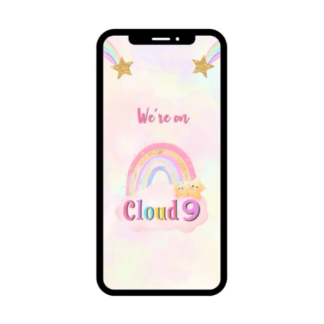 Cloud 9 Birthday Video Invitation - Rainbow Cloud 9 Theme Birthday Invite