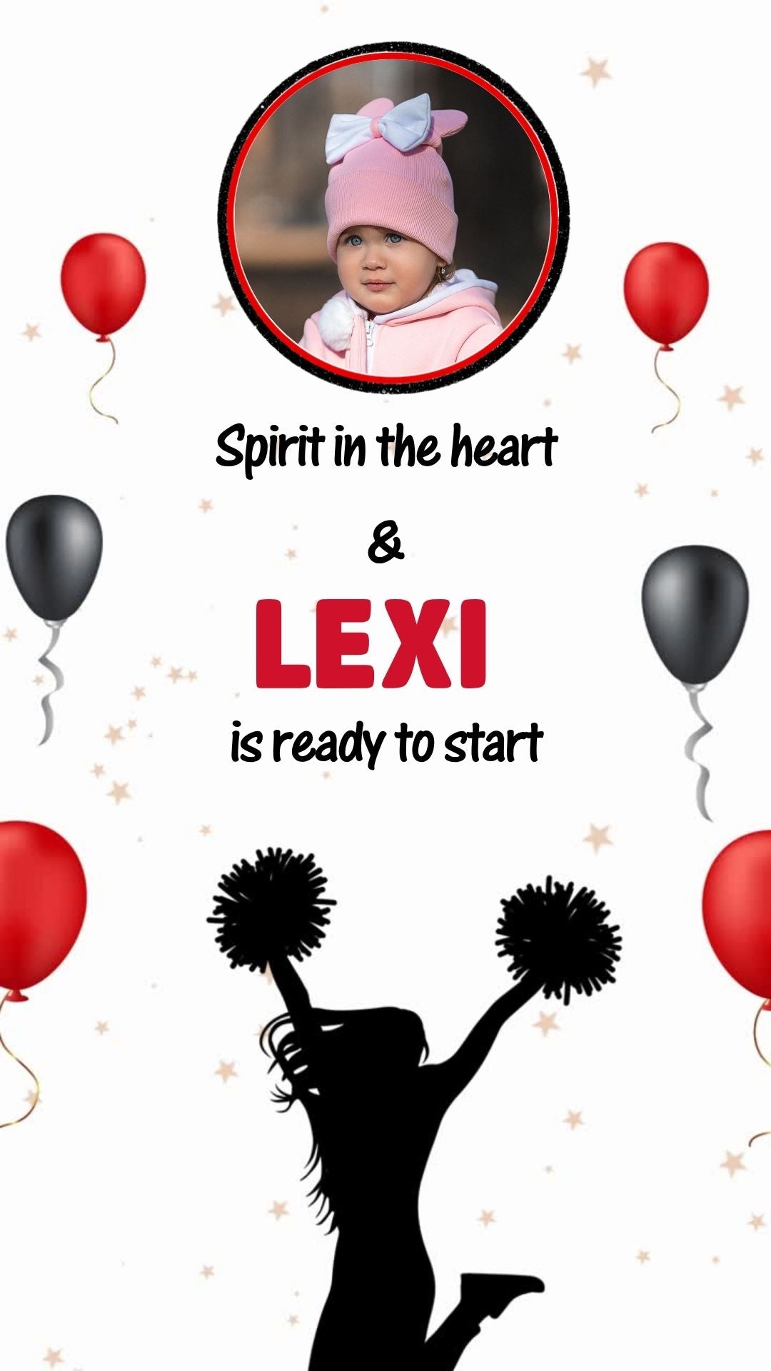 Cheerleading birthday video invitation with pom-poms and team spirit theme design