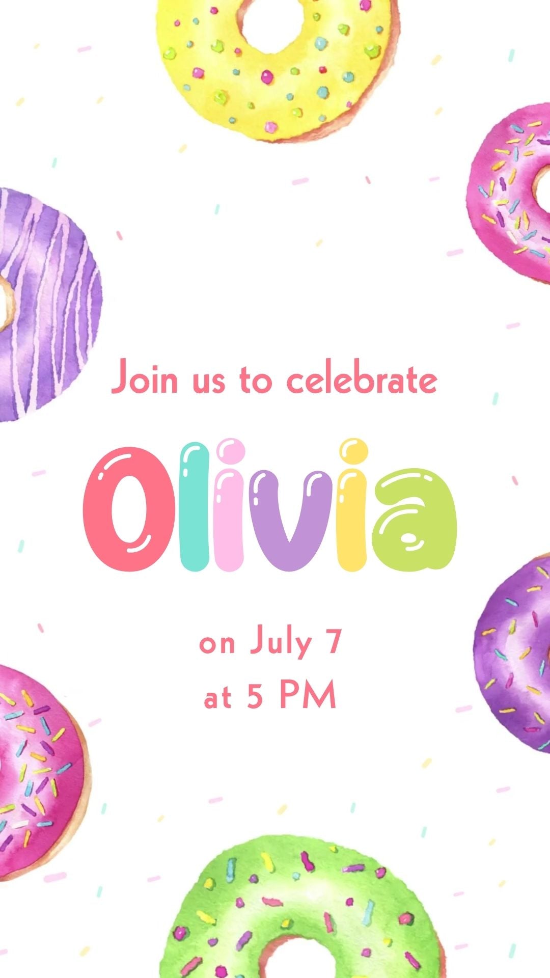 Donut Grow Up Birthday Invitation – Donut Theme Kids Party Digital Invite Template | canva template | instant download