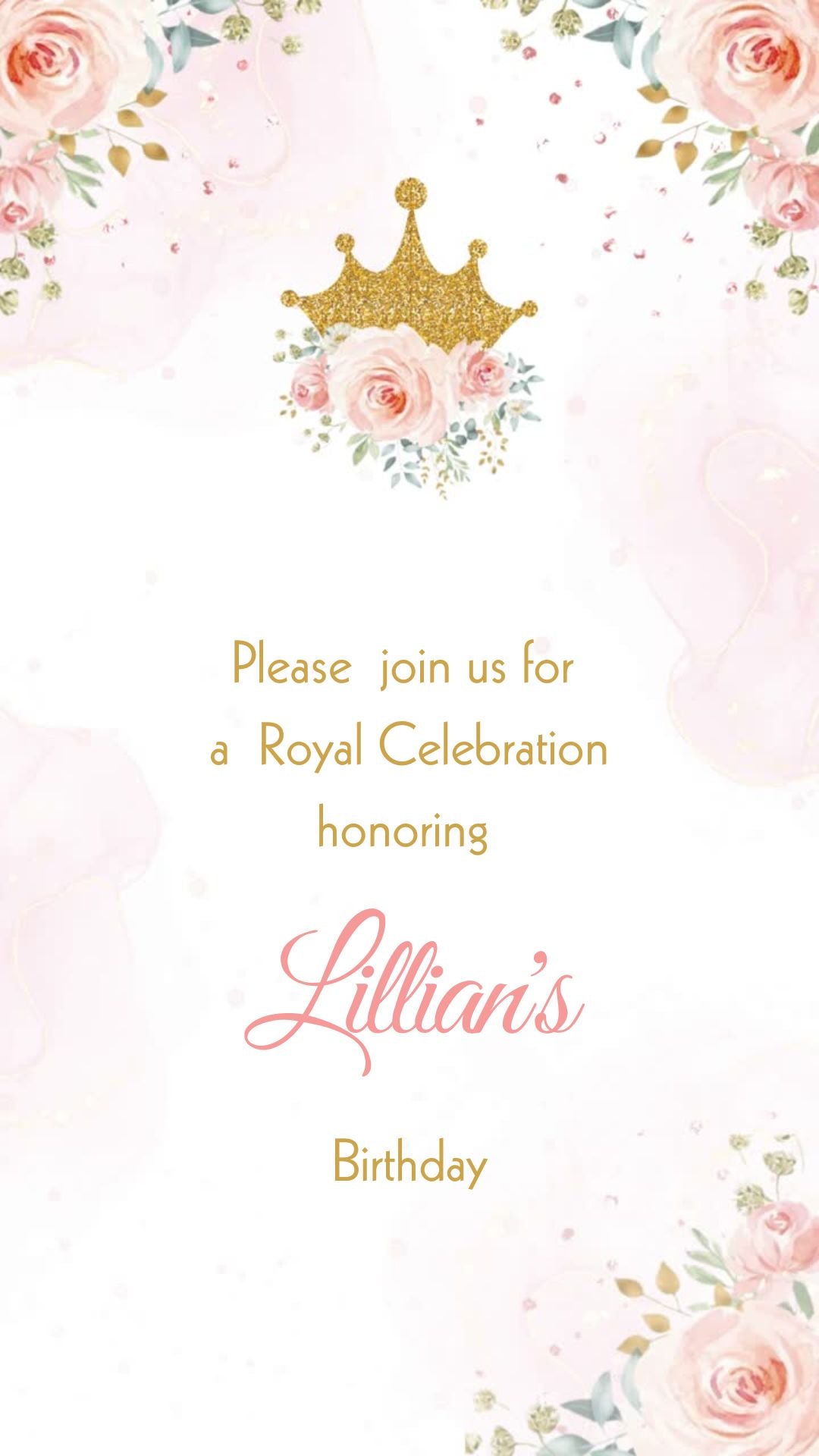 Fiveness Birthday Video Invitation - Royal Fiveness Theme Party Invite | Canva template | Instant download