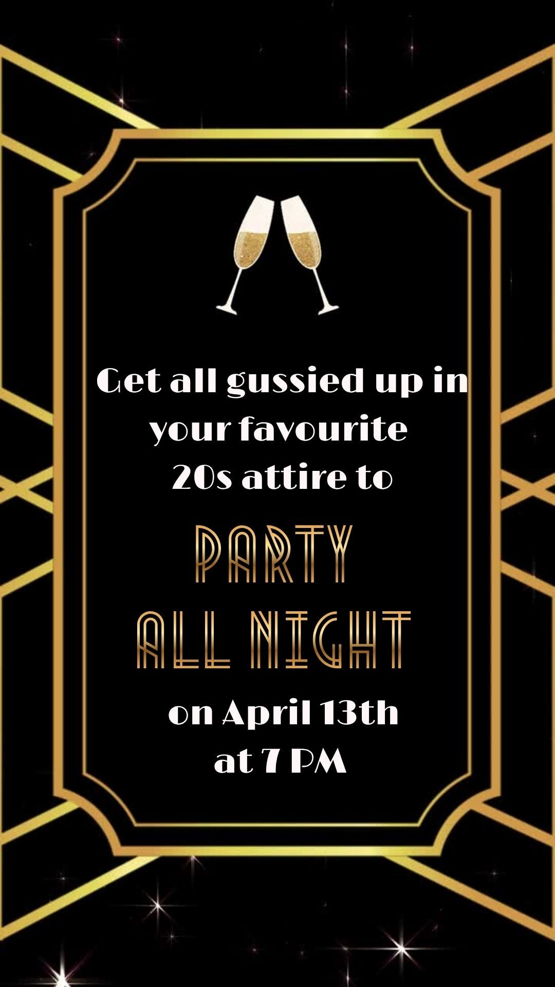 Great Gatsby Birthday Invitation – Roaring Twenties Party Invite, 1920s Art Deco Birthday Template | Canva Template | Instant Download