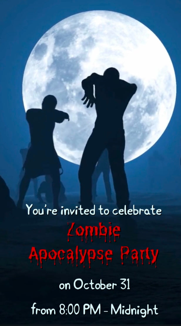 Zombie Apocalypse Birthday Animated Video Invitation | Canva Template | Instant Download
