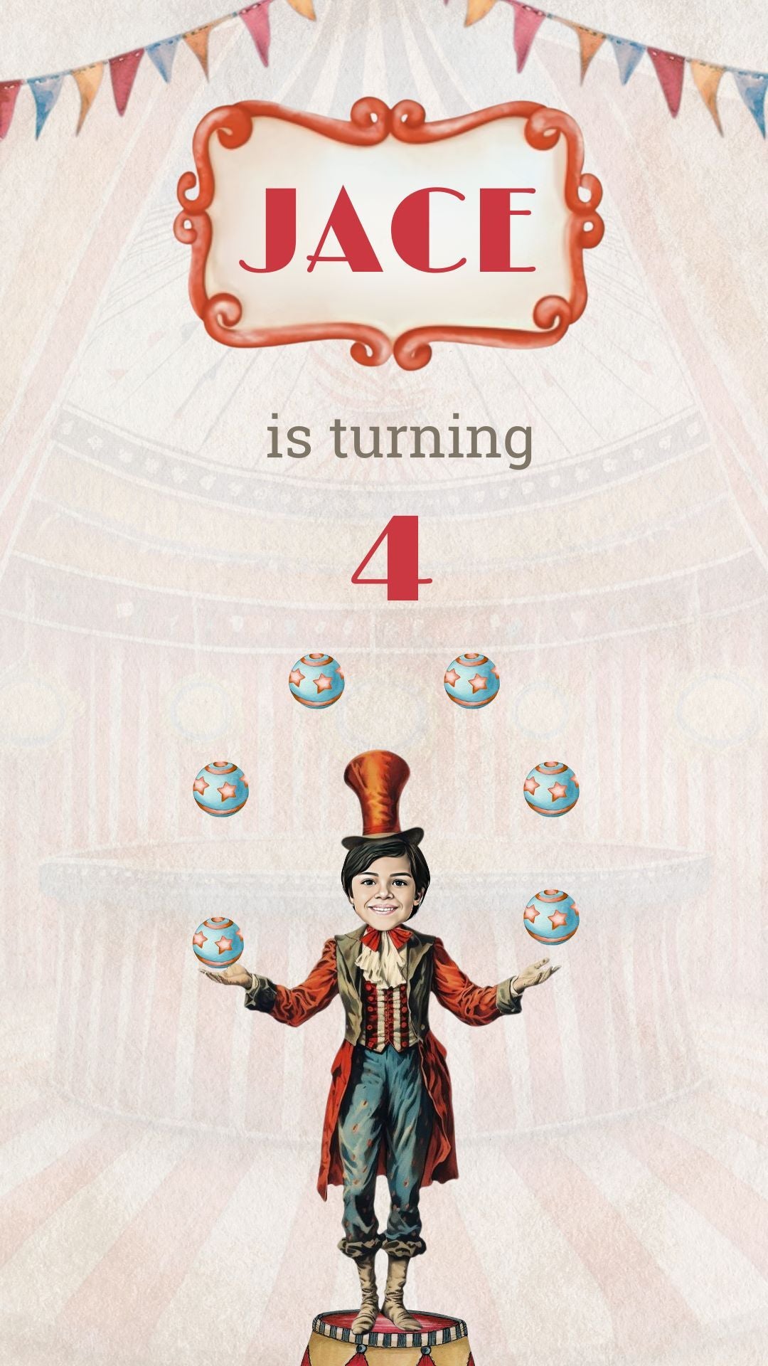 circus themed birthday party​ Invitation