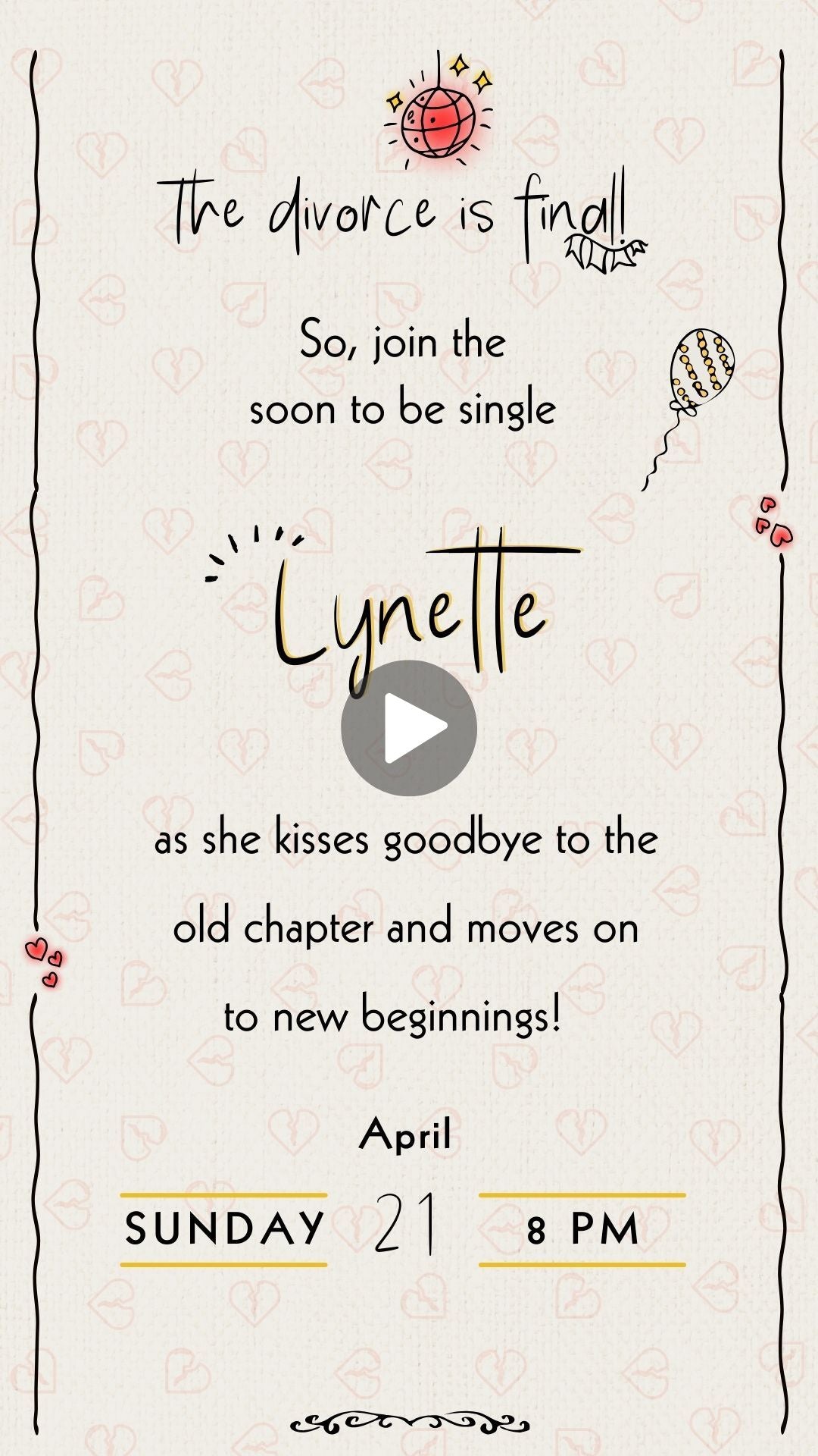 Divorce Party Video Invitation - Divorce Theme Newly Single Digital Party Invite