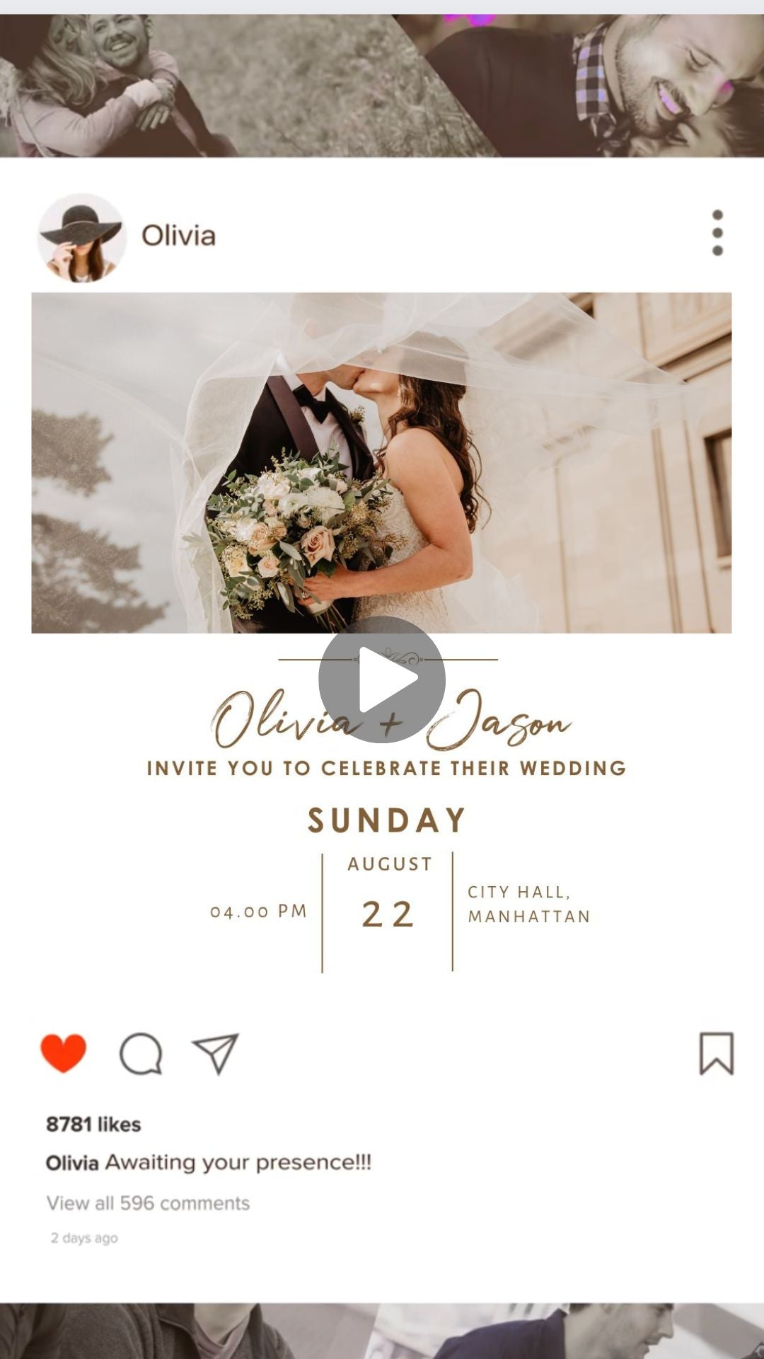 Indian Modern Wedding Video Invitation -  Modern Theme Indian Wedding Digital Invite - Save The Date