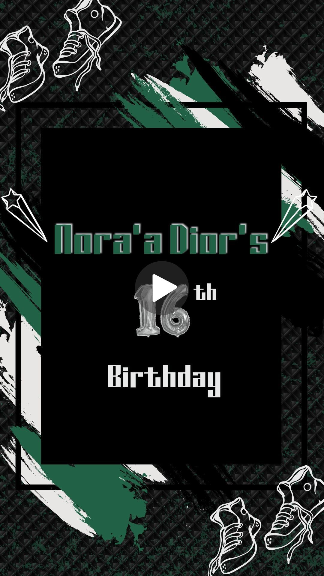 Green Sneaker Ball Birthday Video Invitation - Green Sneaker Ball Birthday Party Theme Invite