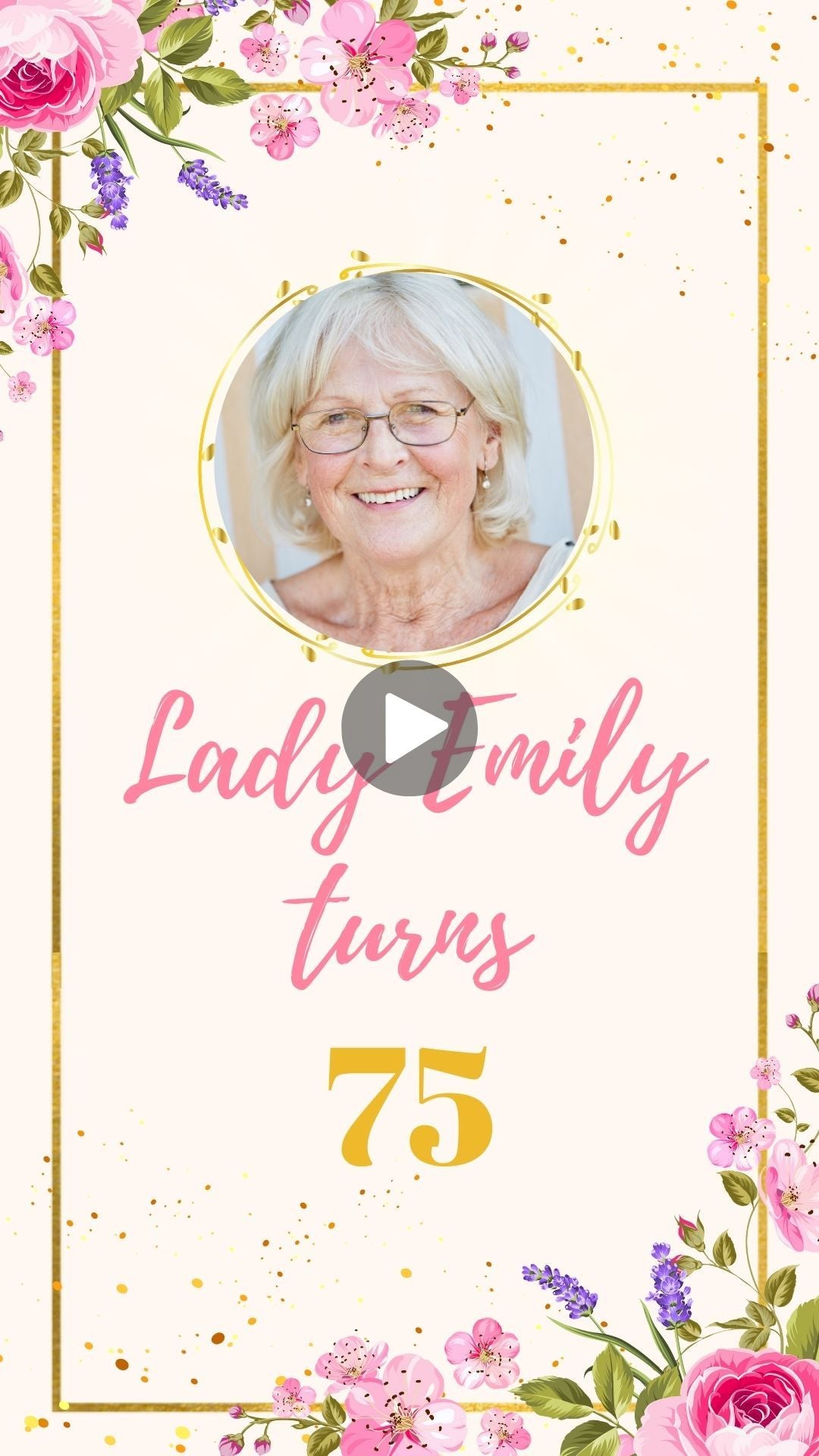 Flower 75th Birthday Invitation - 75th Floral Lady's Birthday Invite