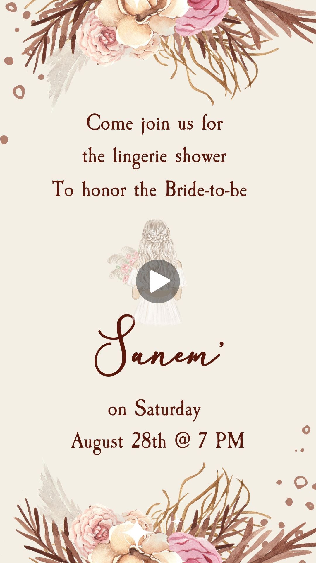 Boho Llama Bridal Shower Video Invitation - Boho Llama Theme Party Invite