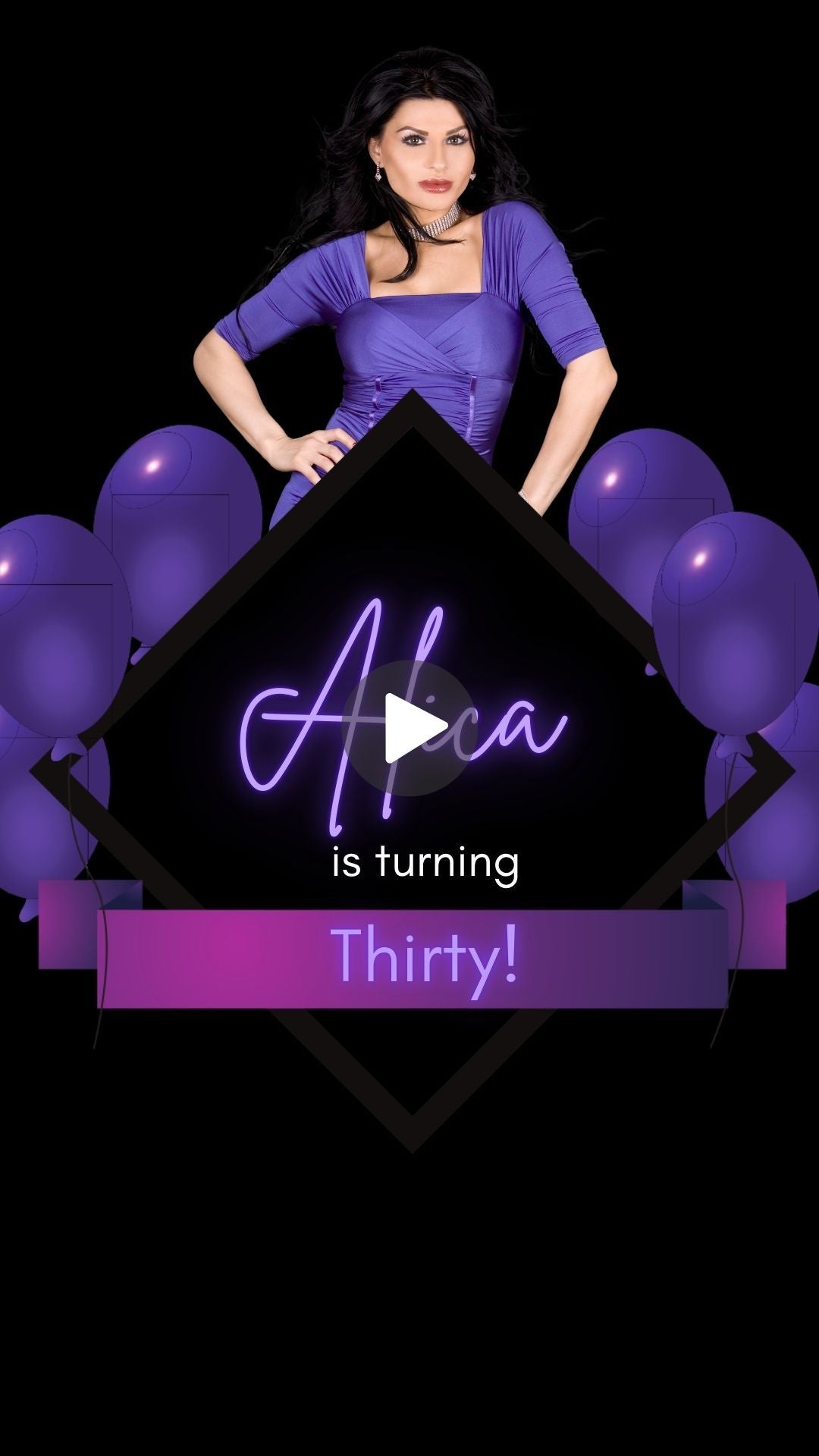 Black & Purple 35th Birthday Invitation - Black & Purple 35th Surprise Birthday Invite