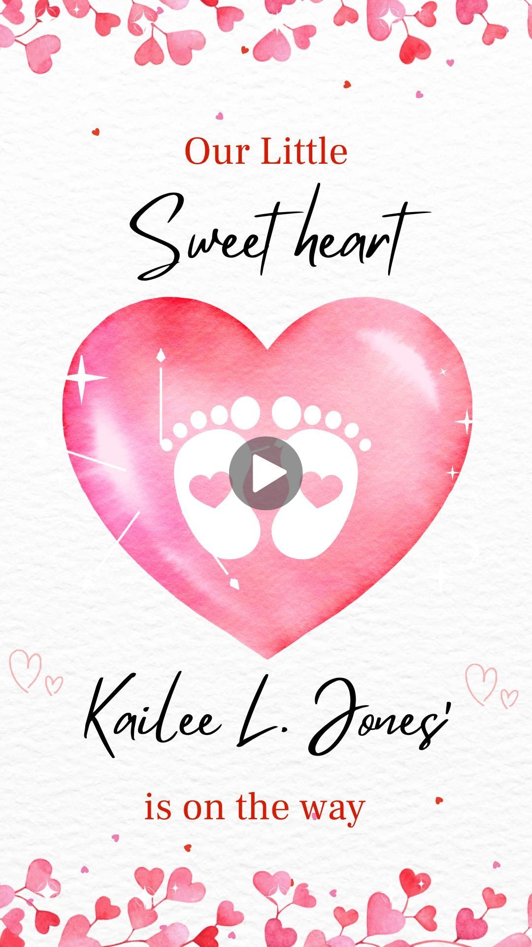 Heart Baby Shower Video Invitation - Our Little Sweet Heart Baby Shower Invite