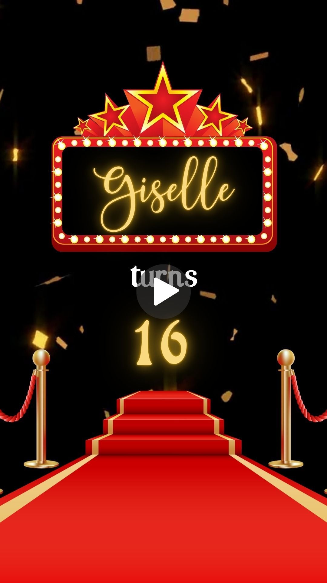 Red Carpet Birthday Invitation - Sweet 16 Red Carpet Theme Party Invite