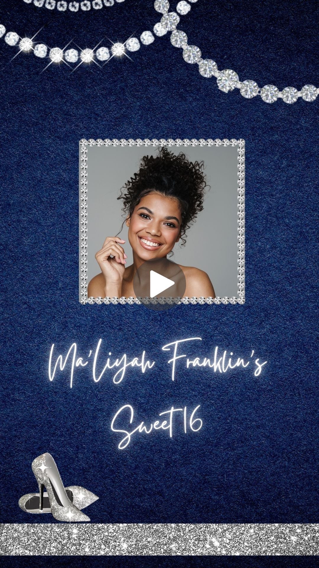 Denim & Diamond Sweet 16 Invitation - Denim & Diamond Theme Birthday Party Invite