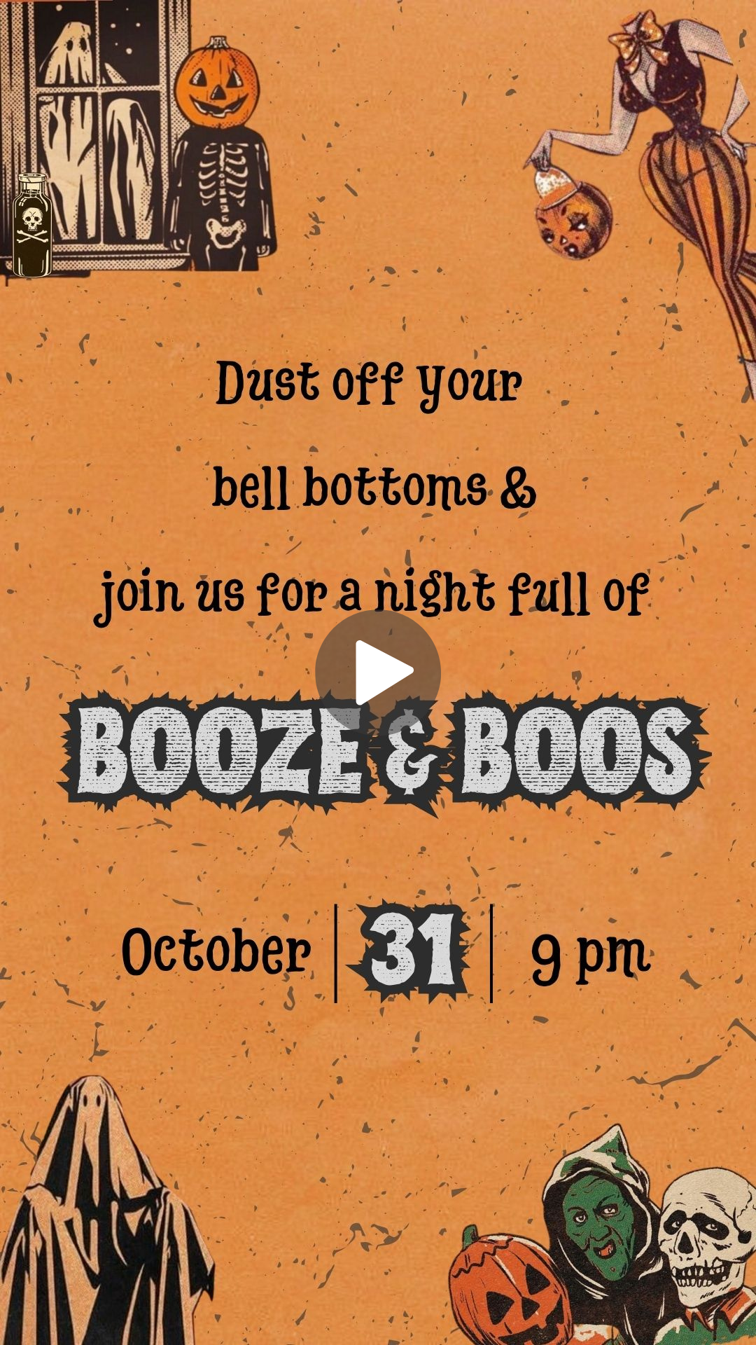 Retro Halloween Theme Video Invitation - Spooktacular Retro Vintage Halloween Bash Party Invite