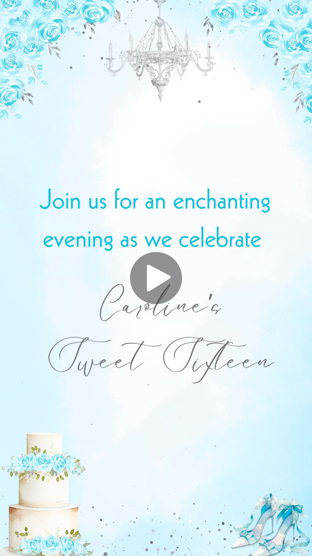 Cinderella Sweet 16 Birthday Video Invitation - Magical Fairy Tale Birthday Invite