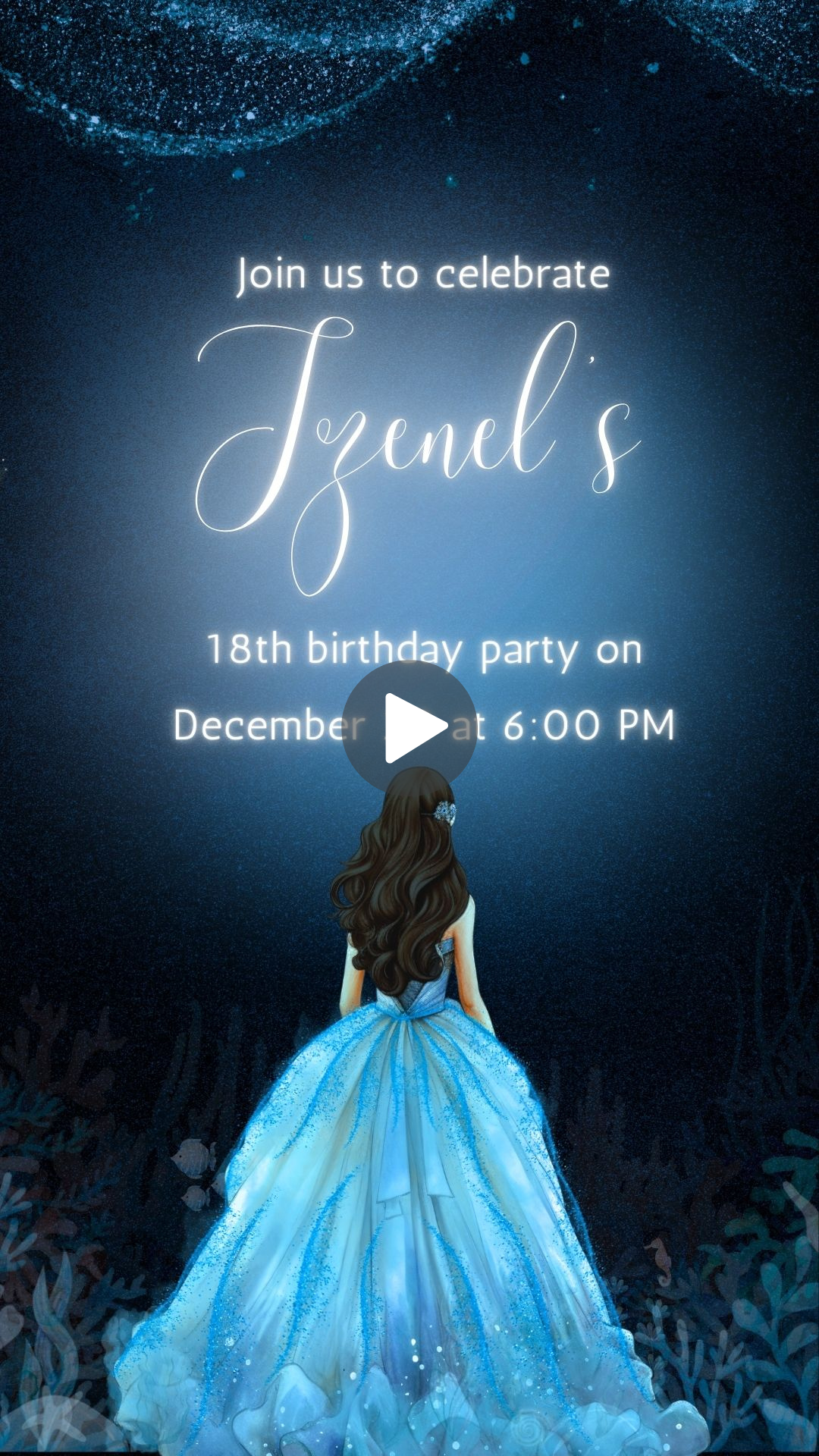 Underwater Ocean Neon's Sweet 16 Birthday Invitation - Underwater Ocean-themed Party Invite