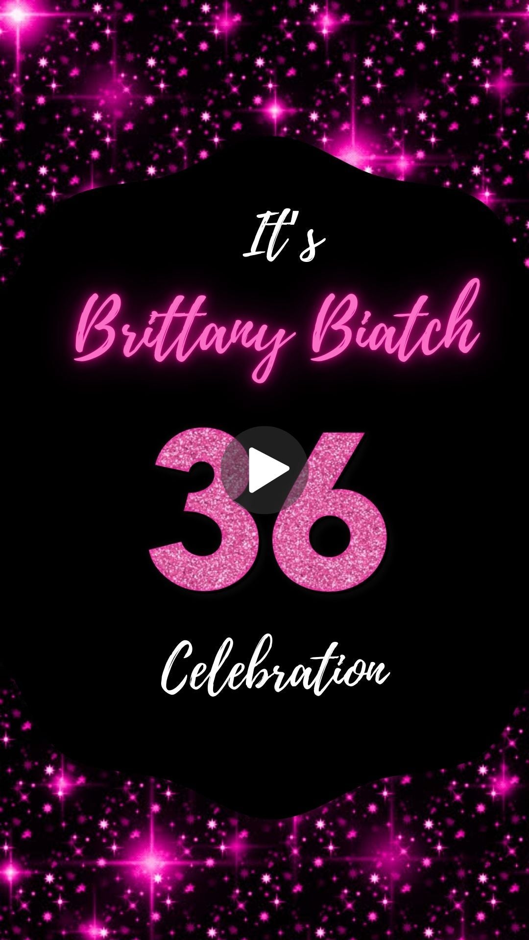 Hot Pink Glitter Birthday Video Invitation - Hot Pink Glitter Theme Party Digital Invite