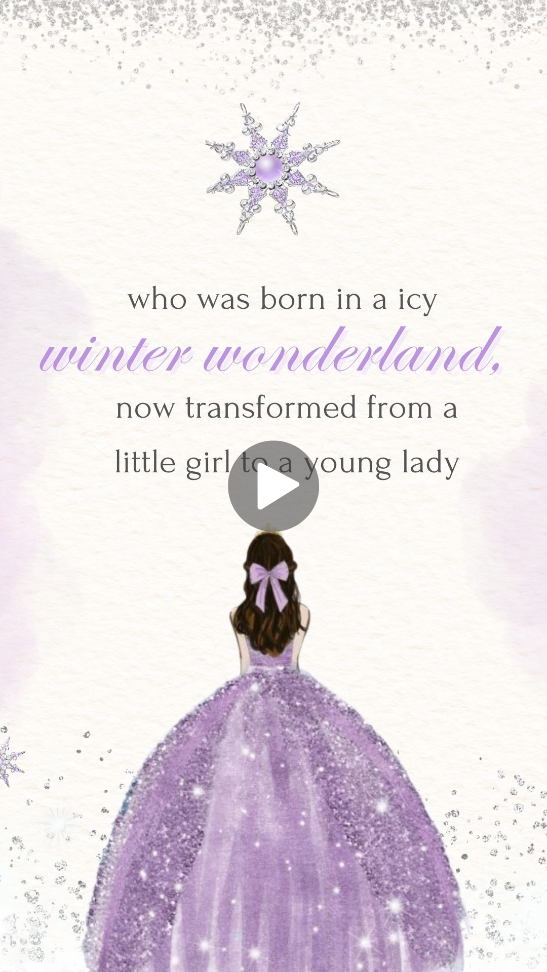 Lavender Snowflake Sweet 16 Birthday Video Invitation - Winter Wonderland Snowflake Party Invite