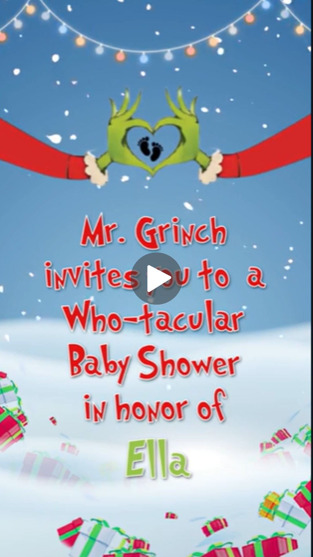 Grinchmas Baby Shower Video Invitation - Holiday Themed Celebration Invite