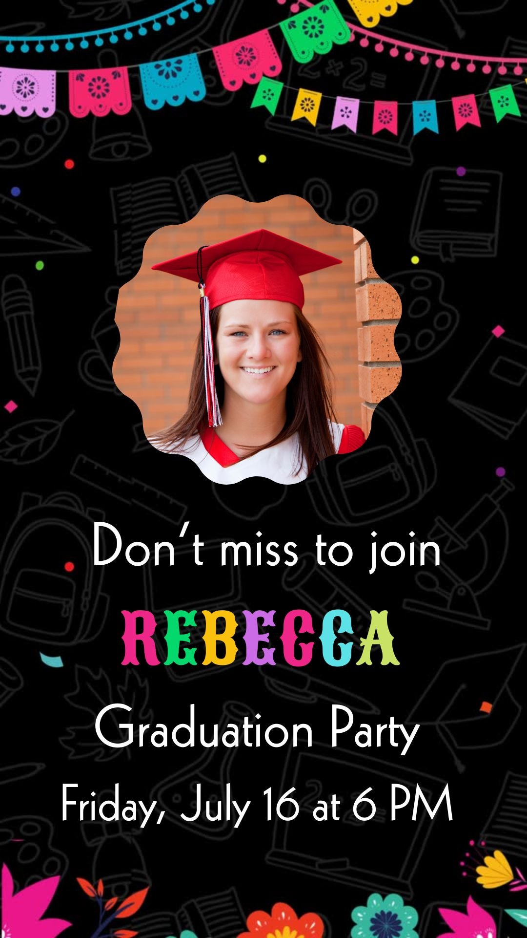 Mexican Graduation Video Invitation - Fiesta Mexican Grad Party Theme Invite  | Class of 2026 Invite | Canva Template | Instant Download