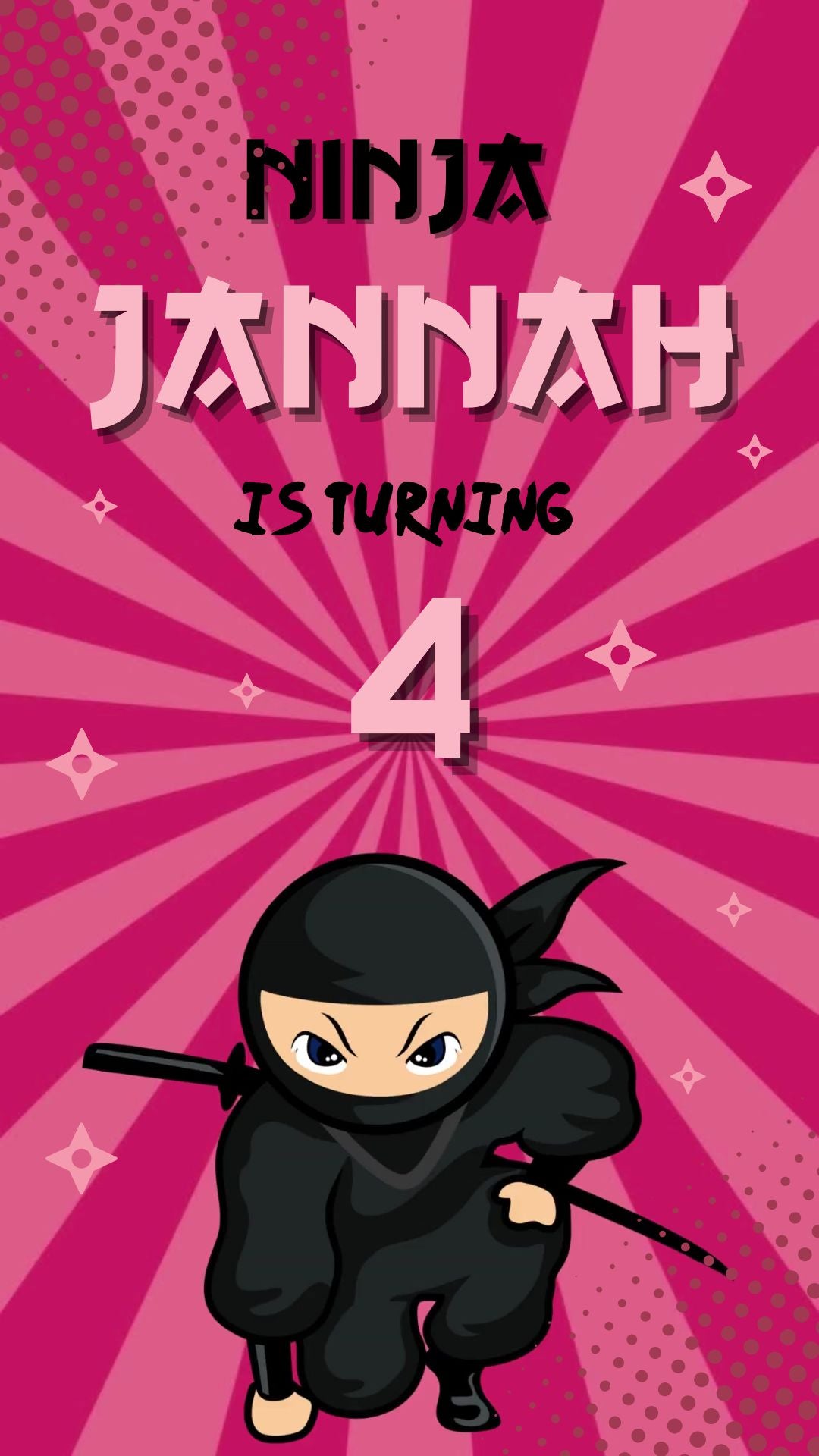 girl ninja birthday invitations​