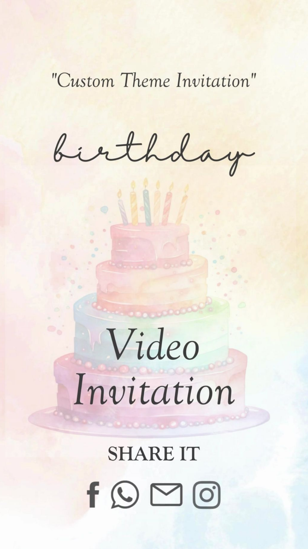 Custom animated birthday video invitation with confetti and balloon animation theme
