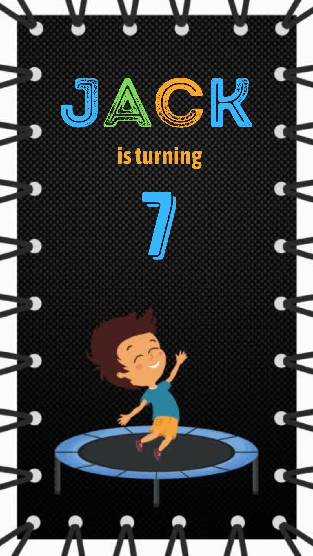 Trampoline Boy Birthday Party Invitation - Trampoline Fun-filled Birthday Party Invite | Canva Template | Instant Download