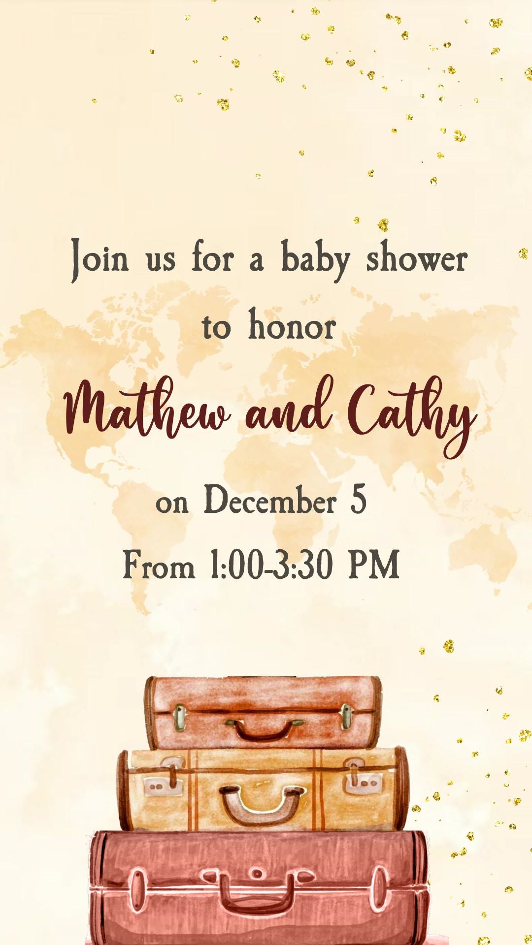 Travel Baby Shower (Brown) Invite - Our Tiny Traveler Baby Shower Invitation